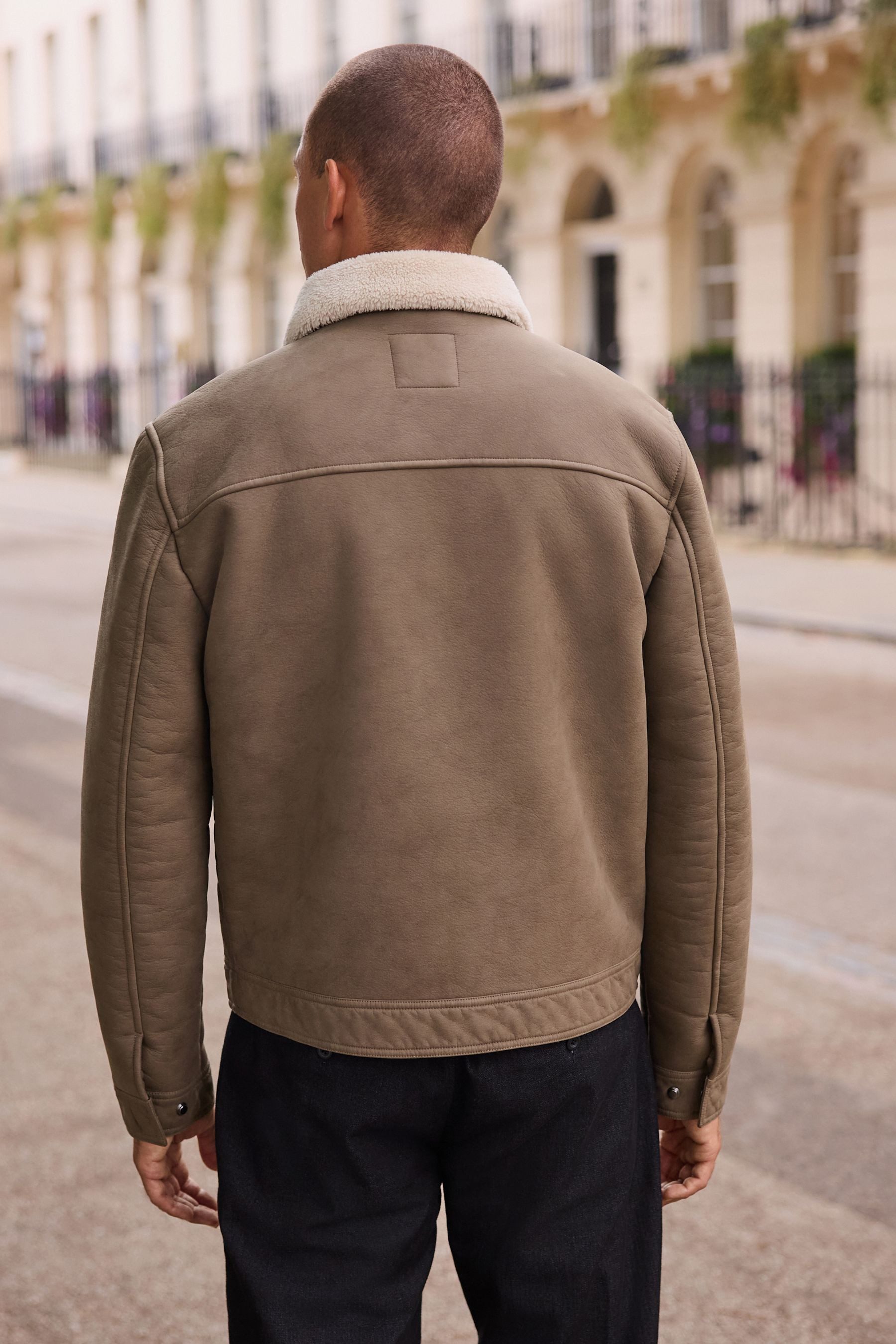 Next Lederjacke Kunstleder-Jacke mit Kragen und Borgfutter (1-St) günstig online kaufen