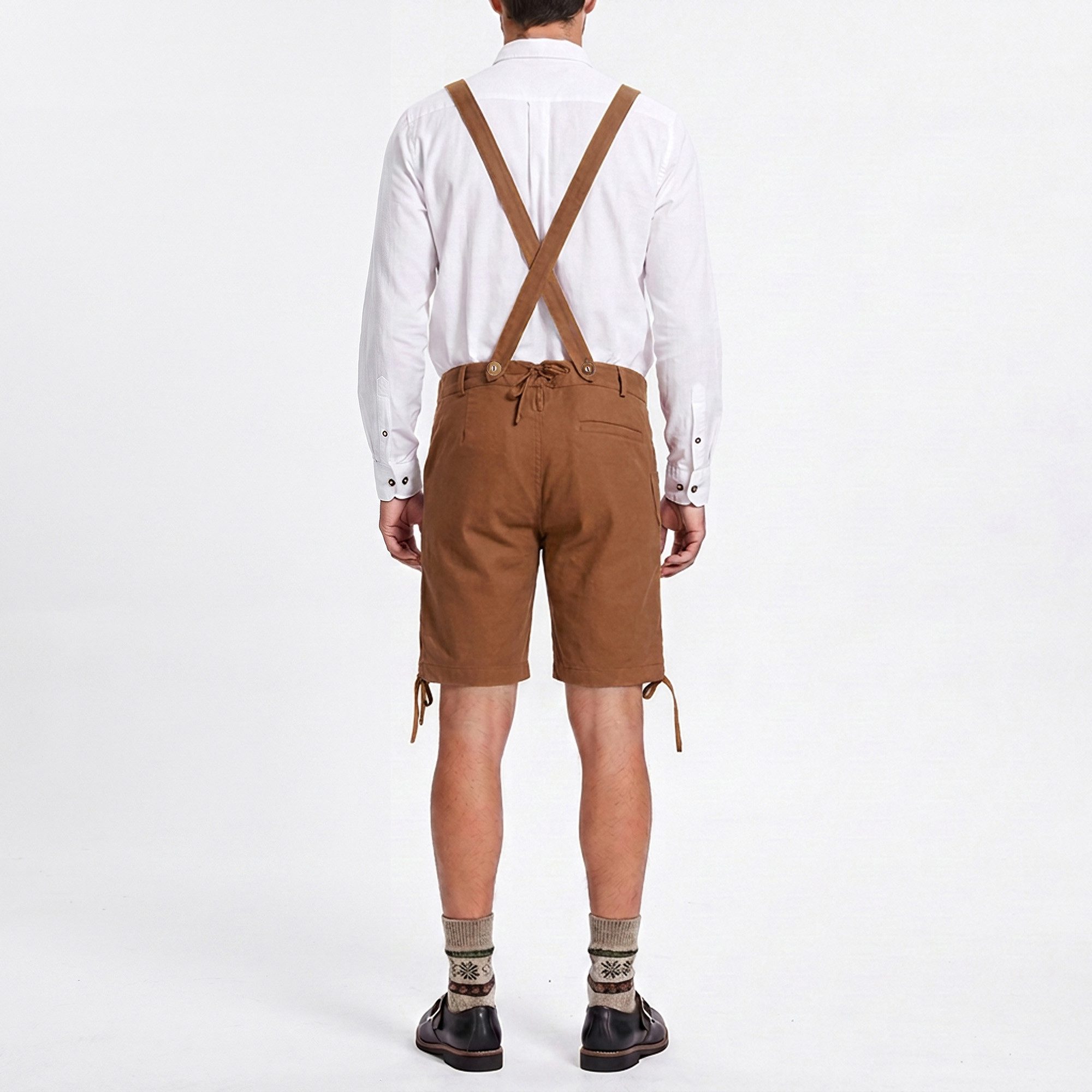 Bavarigo Trachtenhose ADRIAN Vegane Stretch Lederhose mit abnehmbaren Trägern mit traditioneller Stickerei - für Dein Oktoberfest Outfit – Bild 3 von 5