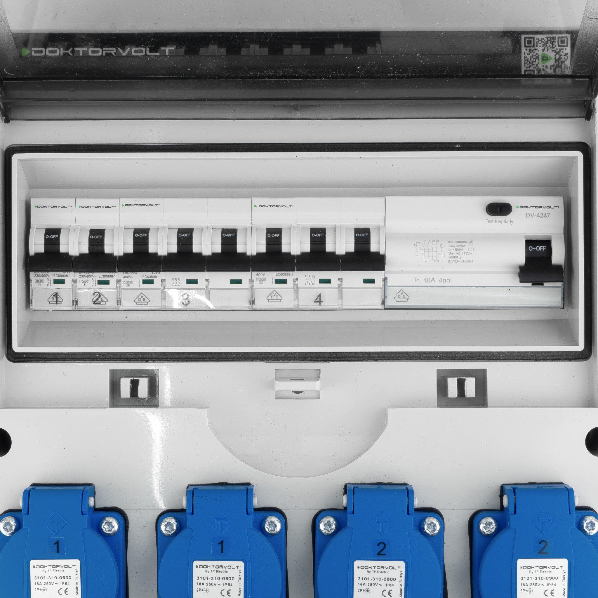 Doktorvolt Stromverteiler BAUSTROMVERTEILER WANDVERTEILER KOMPLETT VERDRAHTET 32A CEE 16A 230V
