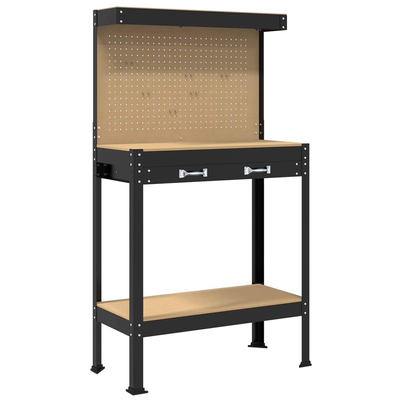 vidaXL Werkbank Werkbank Schwarz 81 x 41 x 145 cm Holzwerkstoff und Metall