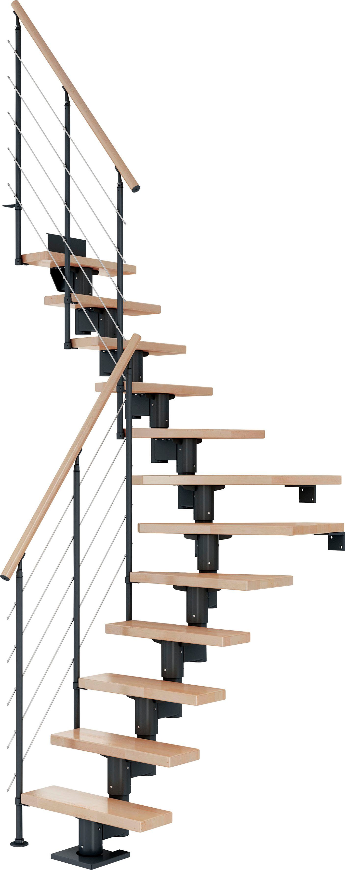 Dolle Mittelholmtreppe Dublin, für Geschosshöhen bis 337 cm, Stufen offen, Buche/Metall