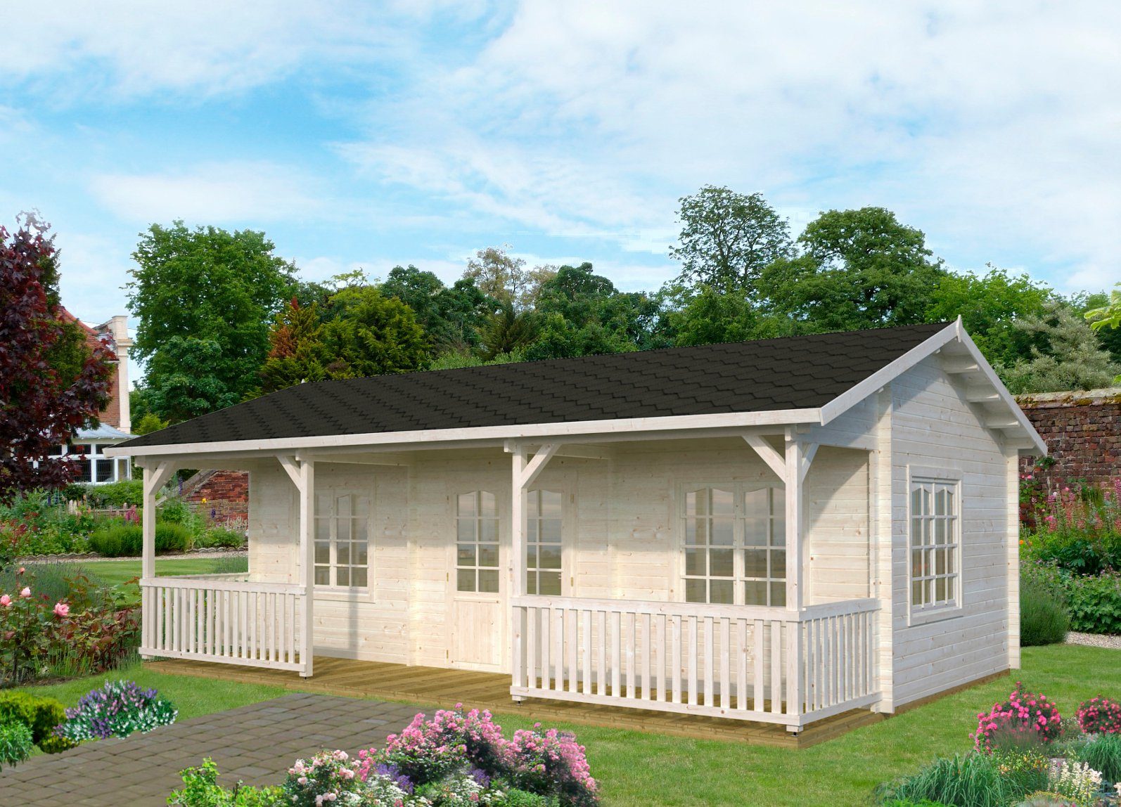 Palmako Gartenhaus Ferienhaus Sandra, BxT: 791x370 cm, inklusive Fußboden