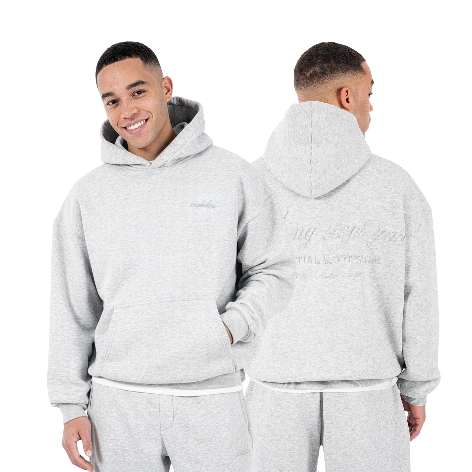 Smilodox Hoodie Kaleo, Kapuzenpullover Oversize mit Logo Stickerei und Kängurutasche Tunnelzug, Kapuze, Rippbündchen,Urban Streetwear, Sport, Freizeit