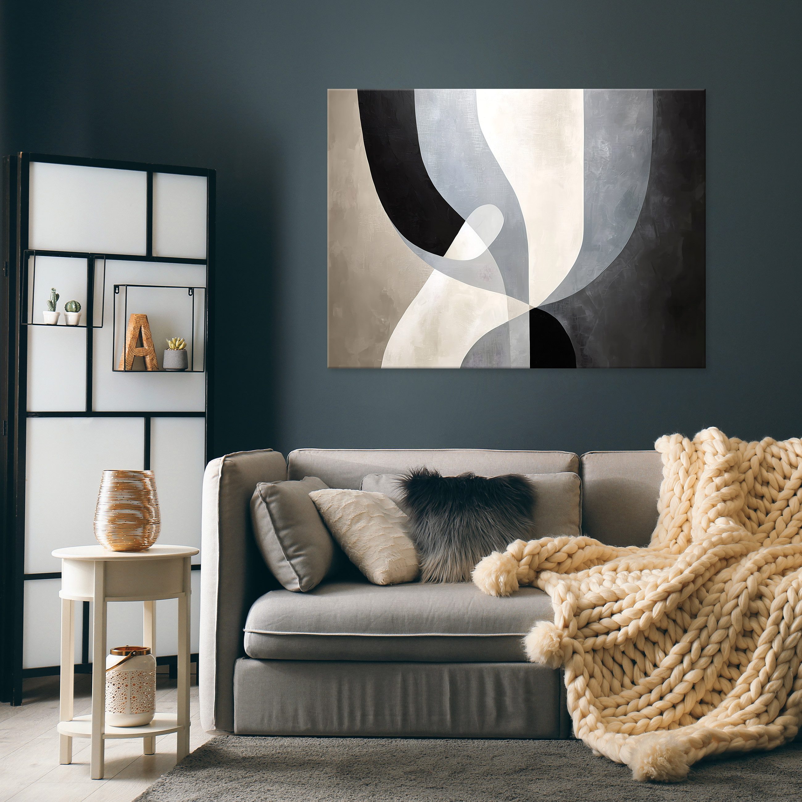 Wallarena Leinwandbild Abstrakt Weiß Schwarz Grau Modern Wandbilder Wand De günstig online kaufen