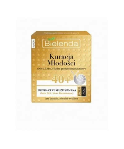 Bielenda Anti-Falten-Serum Anti-Aging Creme mit Schneckenschleim 24 Karat Gold, Hyaluronsäure 50, Hauttypen ab 40 Jahre