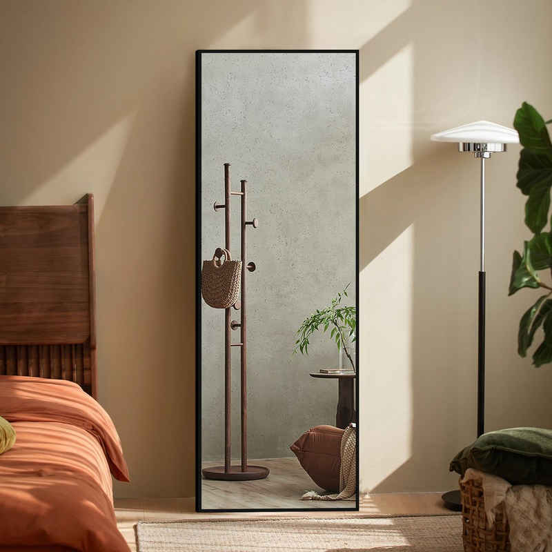 Boromal Wandspiegel Schwarz Metall 160x40 150x50 140x40 Bodenspiegel Standspiegel (Spiegel groß HD, für Flur, Schlafzimmer, Wohnzimmer), 4 Installationsmethoden