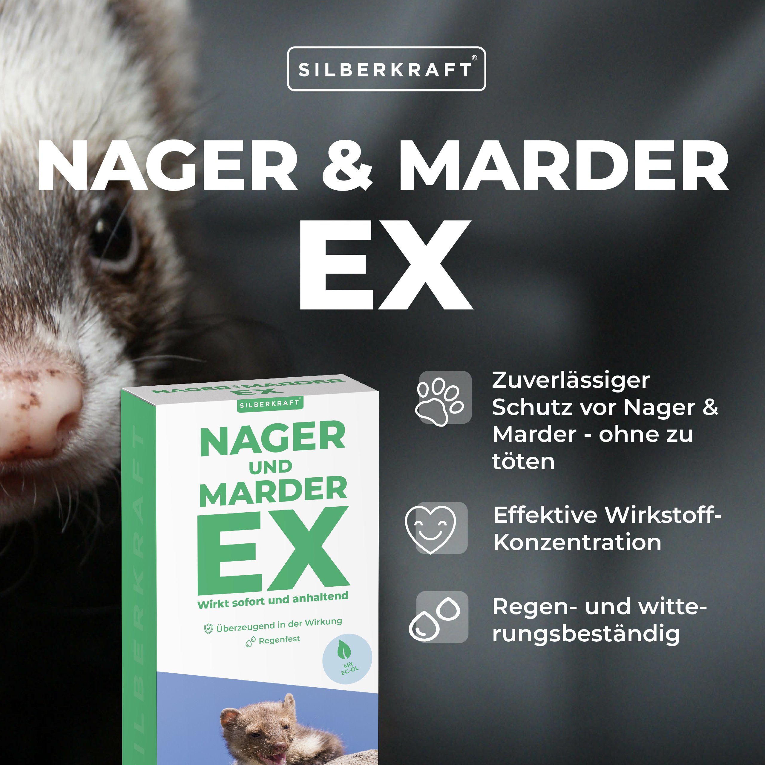 Thumbnail - Silberkraft Vergrämungsmittel Ratten, Marder & Nager Ex Granulat, 1-St., Vertreibt Marder und Nagetiere