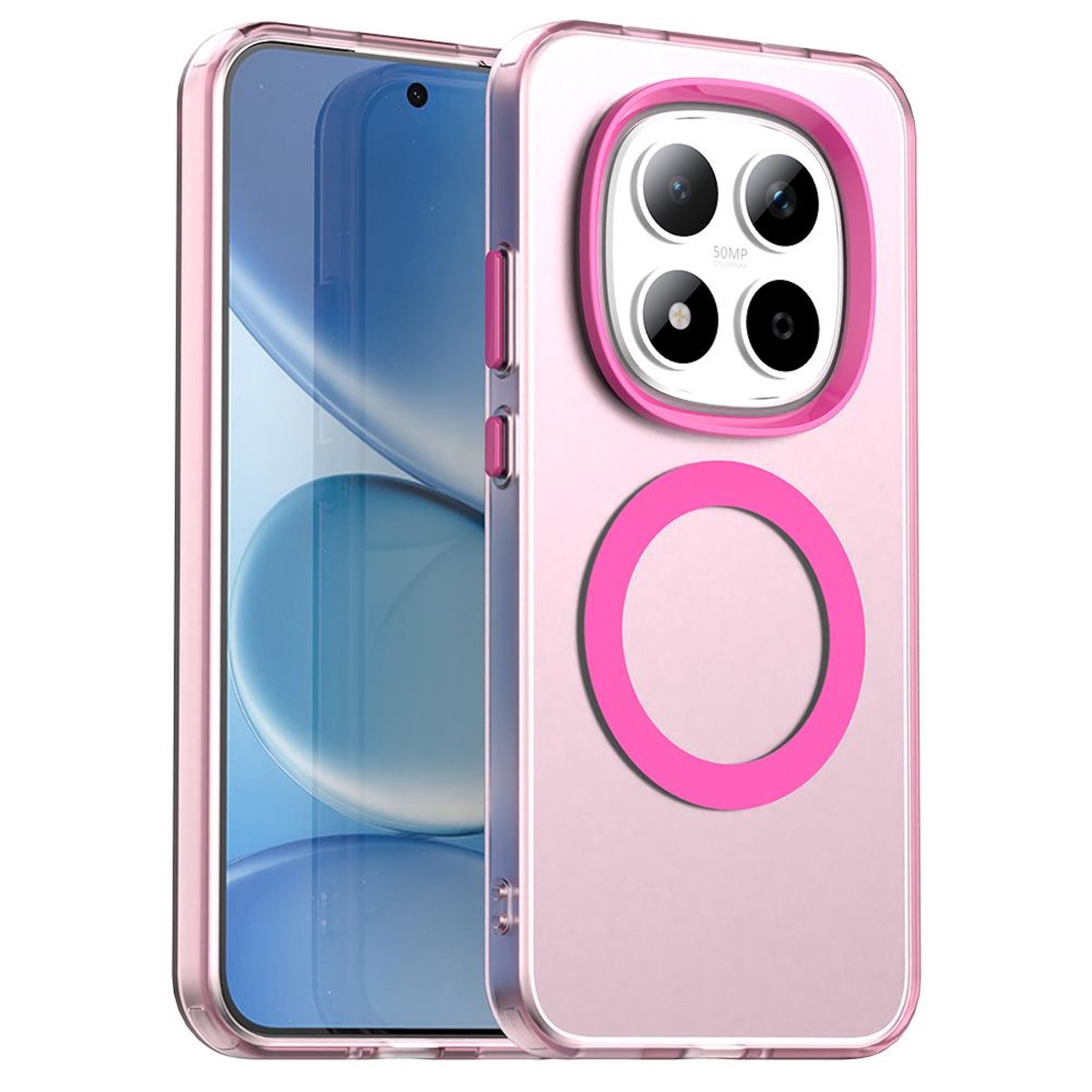 Wigento Handyhülle Für Xiaomi Redmi Note 15 Pro 5G Candy Design Magsafe TPU Hülle Pink, Magsafe Funktion, Stoßschutz, präzise Aussparungen