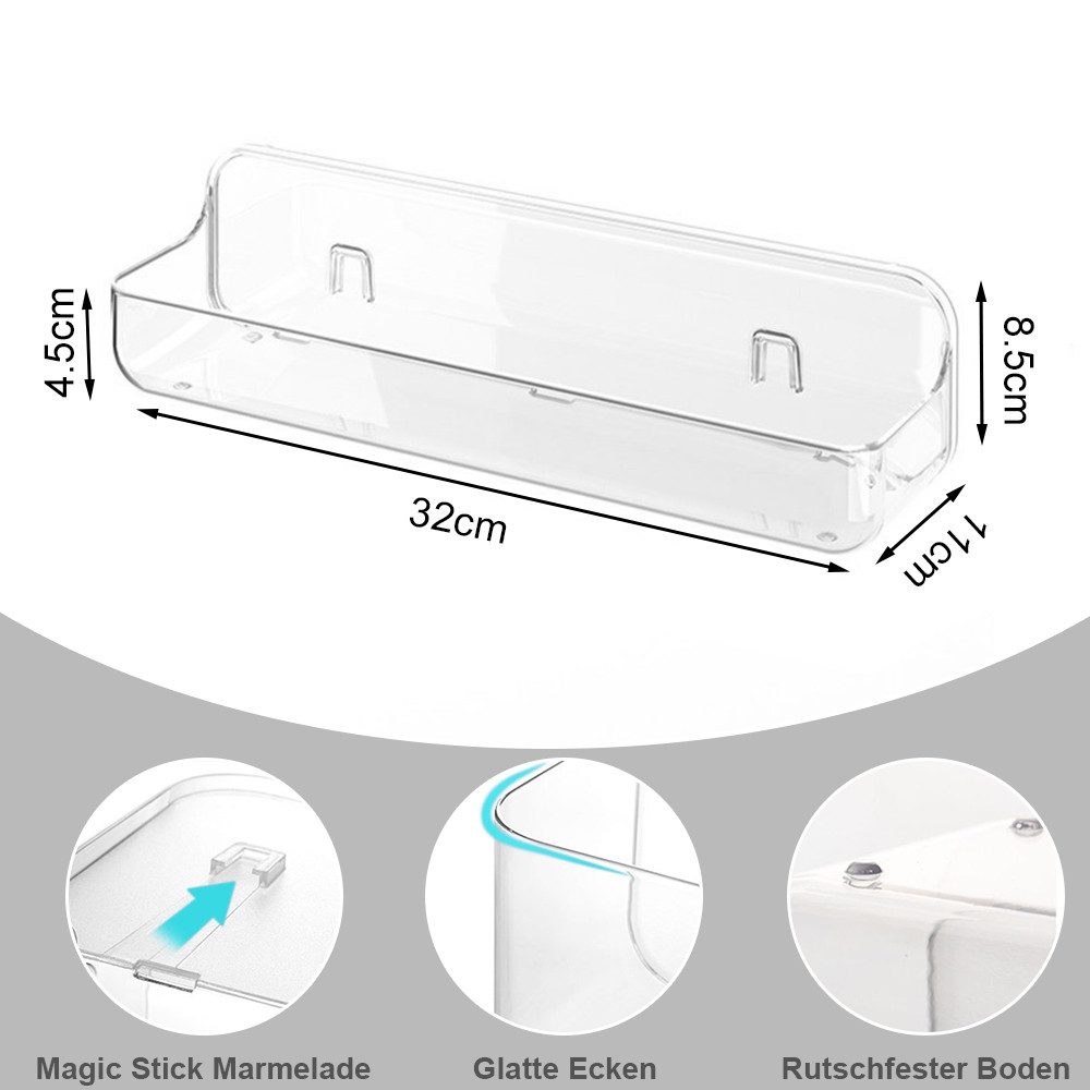 NUODWELL Duschablage 2 Stück Duschablage Ohne Bohren, Transparenter Badezim günstig online kaufen