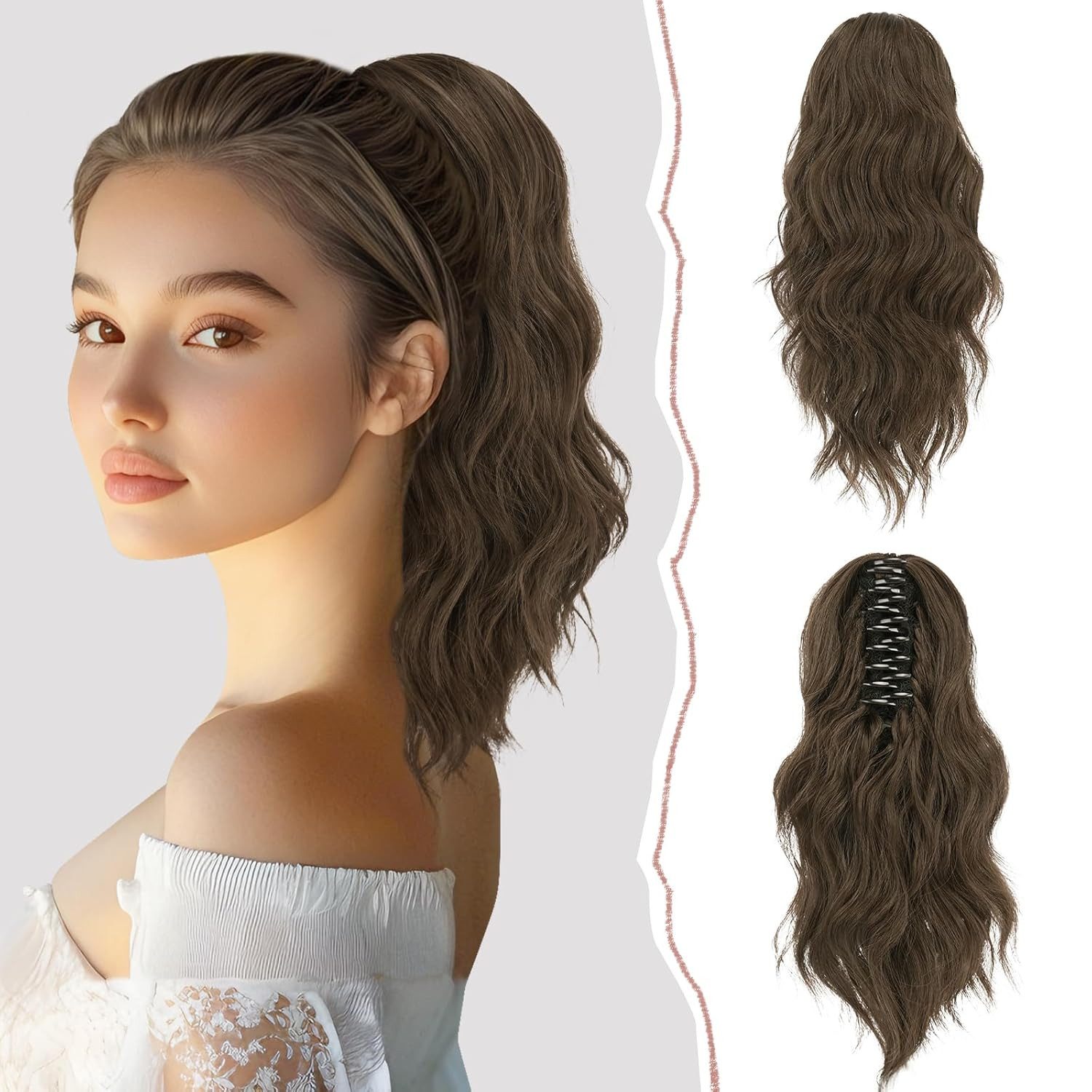 Zaewry Haarspange Ponytail Haarverlängerung Langer Gewellt lockiger Pferdeschwanz