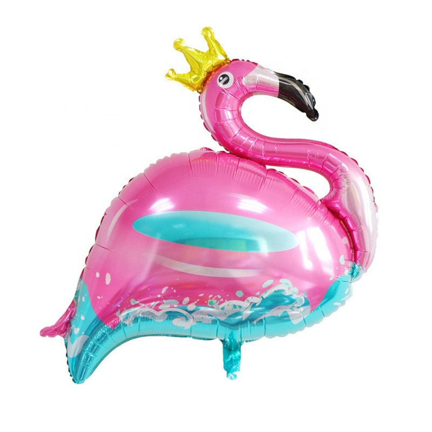 Kopper-24 Folienballon Folienballon Flamingo mit Krone blau pink, 100 x 80 cm