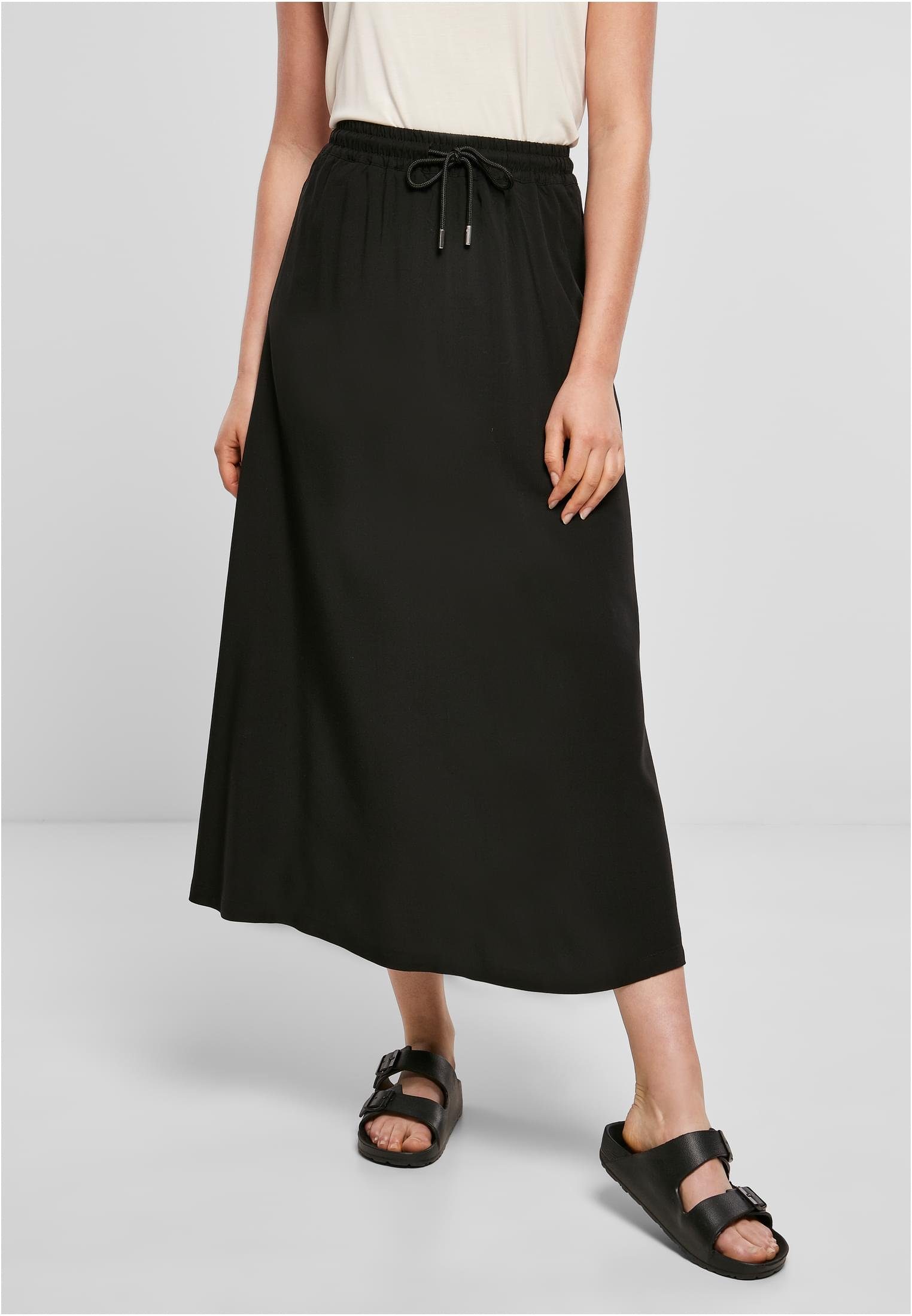 URBAN CLASSICS Jerseyrock Damen Ladies Viscose Midi Skirt (1-tlg) black | 