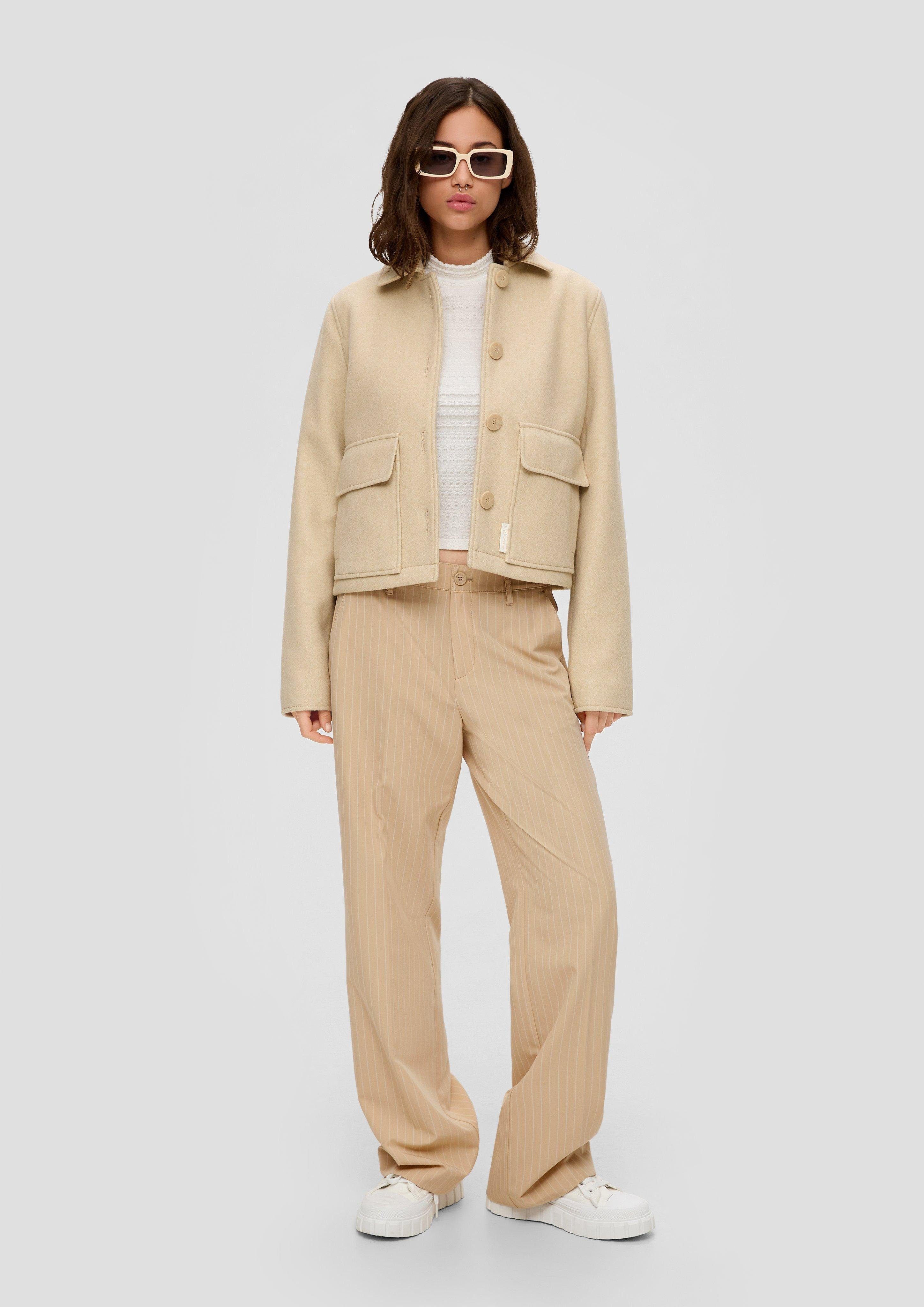 QS Stoffhose Regular: Wide Leg-Pants mit Nadelstreifen