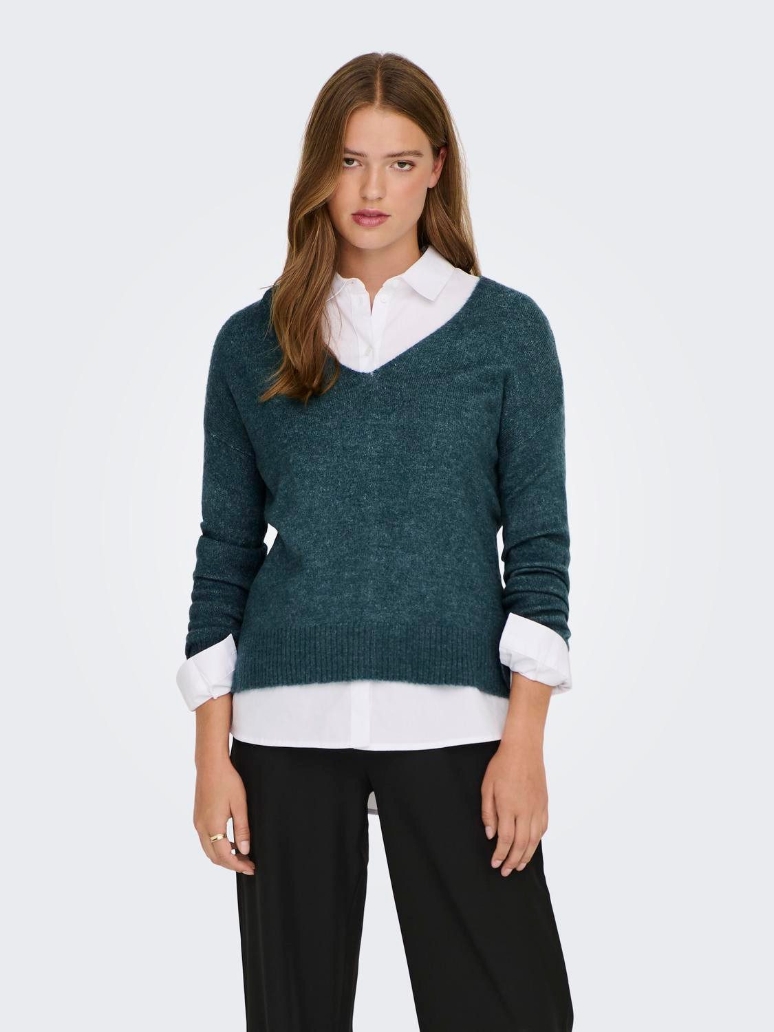 V-Ausschnitt-Pullover JDYELANORA L/S V-NECK PULLO. KNT NOOS