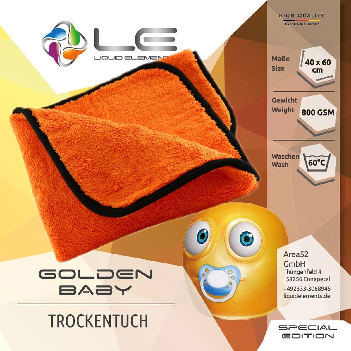 Liquid Elements Liquid Elements Orange Baby Trockentuch 60x40 cm Mikrofasertuch (Mikrofaser, 40x60 cm, 1-tlg., Saugstark)