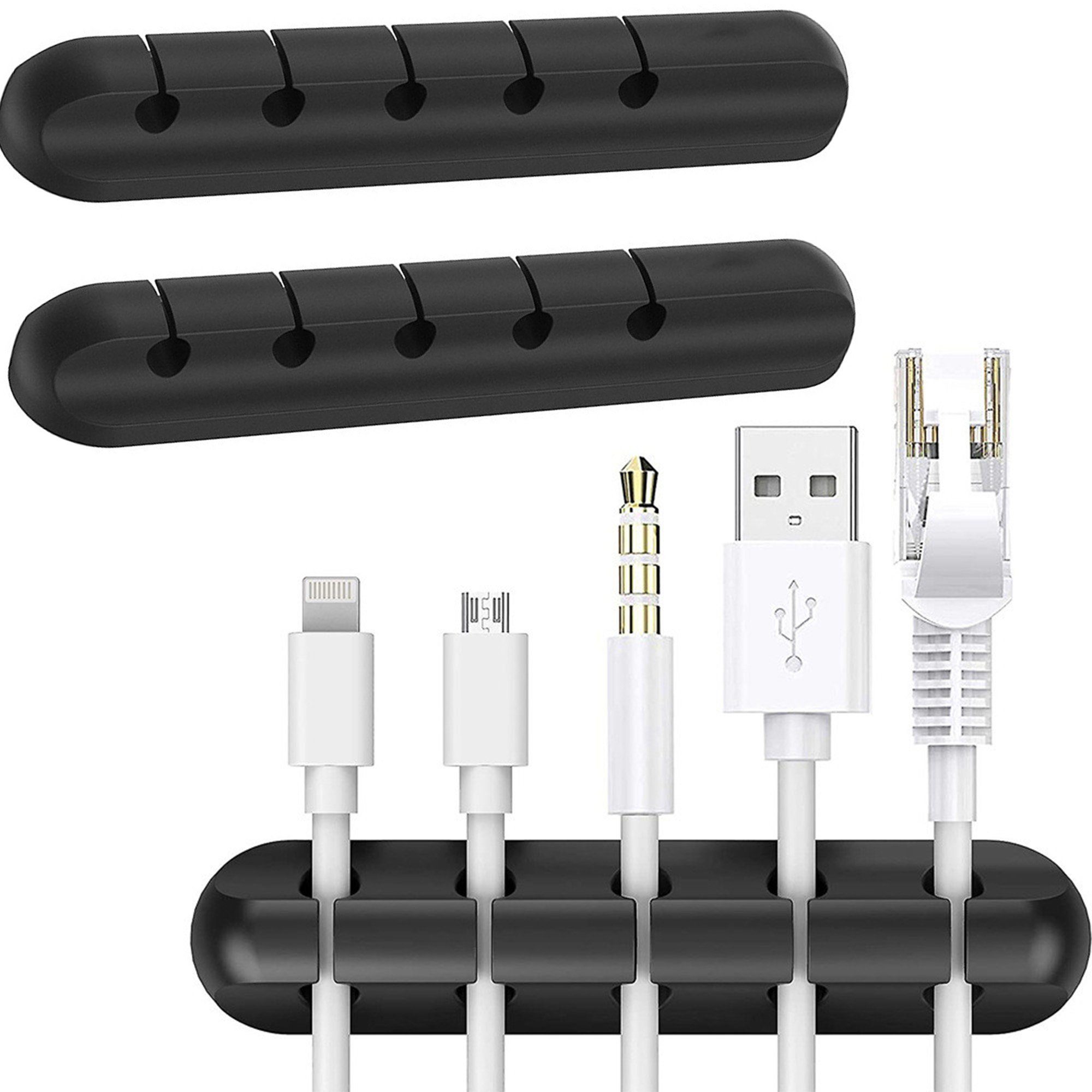 TSB Werk Kabelzubehör 2x Kabelhalter Kabelführer Kabelklemme Kabel Halter Clip Schreibtisch, (Clip, Schreibtisch, Organizer, 3M)