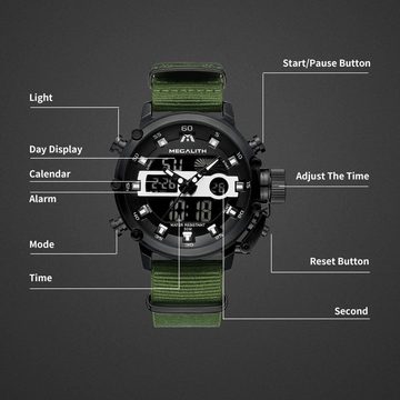 MEGALITH Wasserdicht Watch, Trendiges Design, Vielseitige Funktionalität, Bequemes Nylonarmband