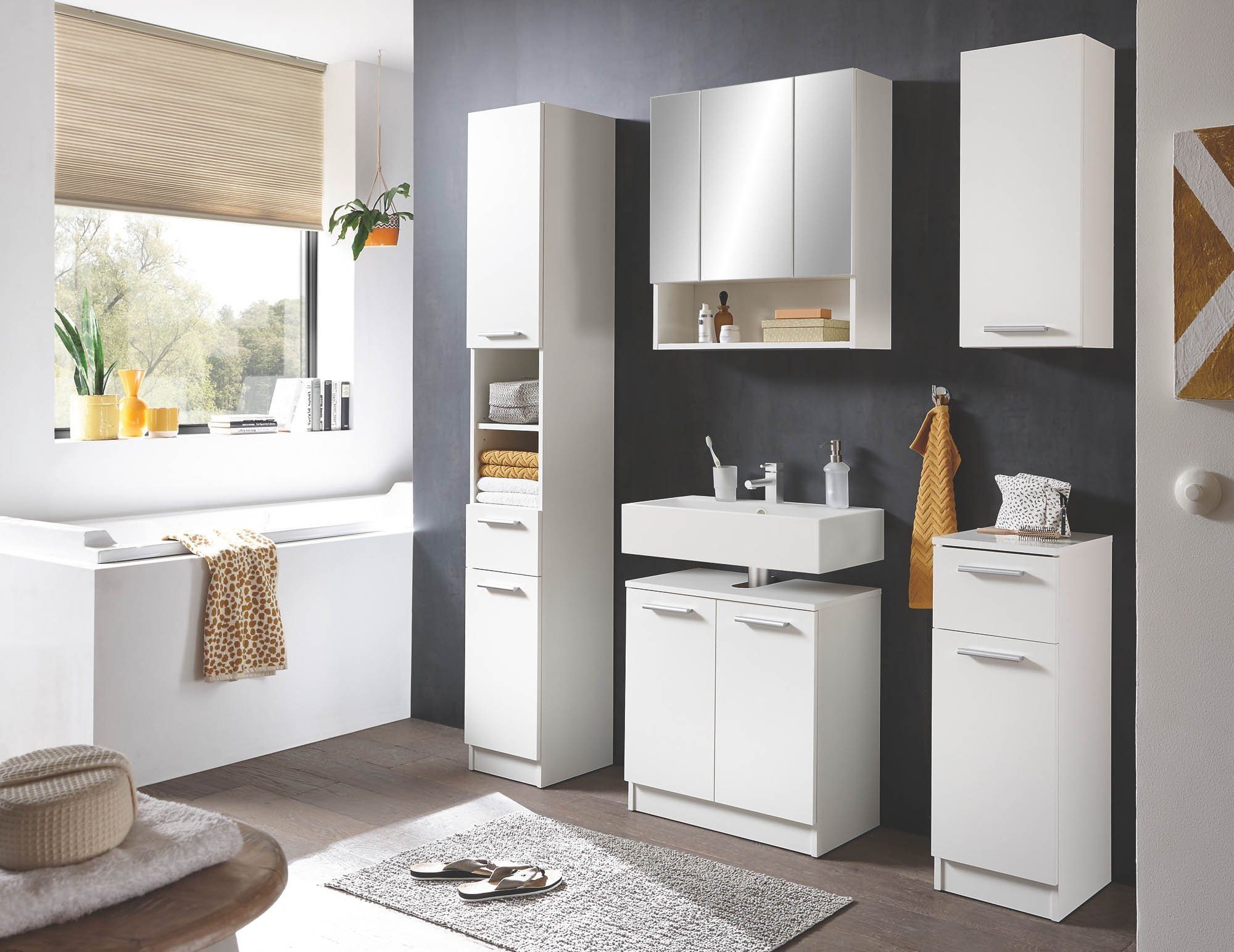 BEGA BBK Badezimmer-Set in weiß, Holzwerkstoff - 166x196x33cm (BxHxT), (5-St)