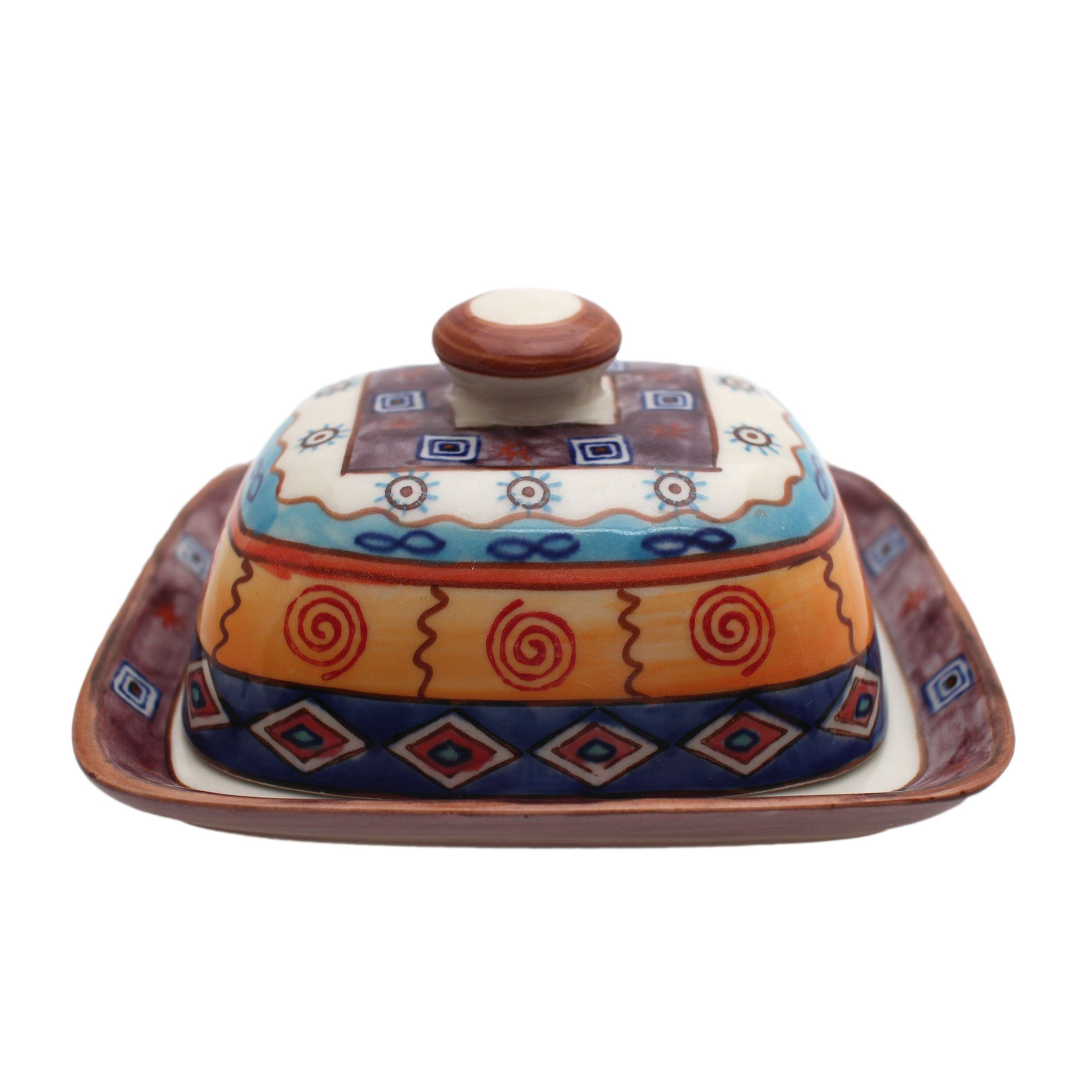 handbemalter Gall&Zick Butterdose aus Butterdose Indian Keramik