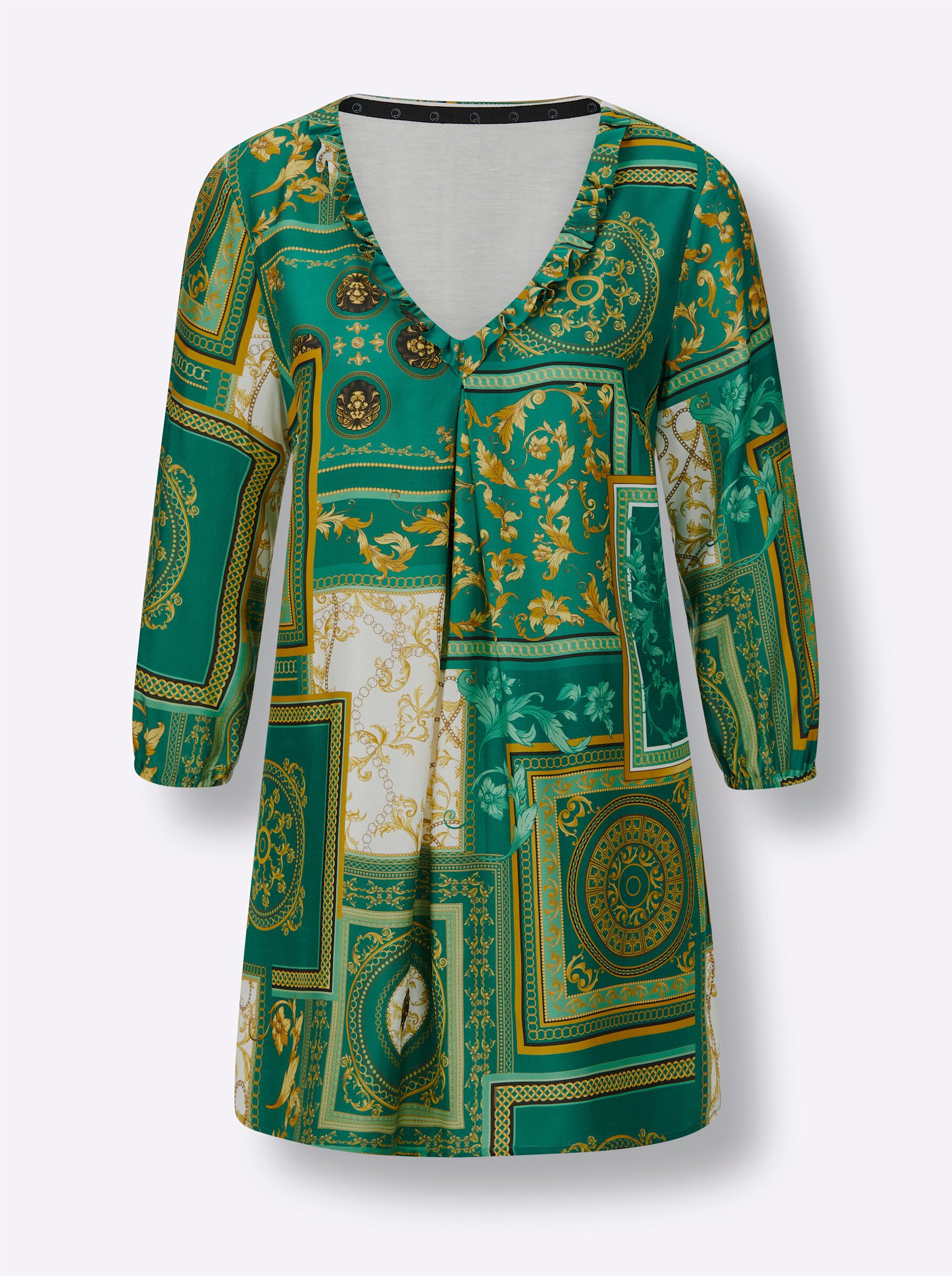 Klassische Bluse Viskose-Seiden-Tunika 3/4-Arm