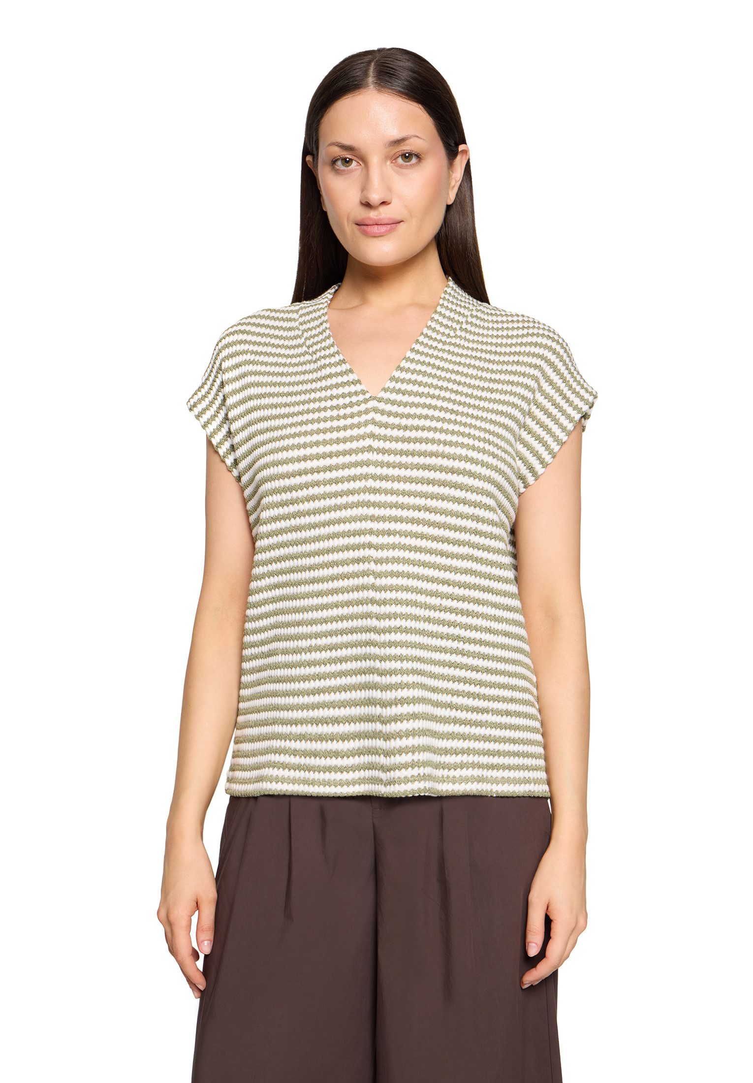 Cartoon Kurzarmshirt Damen mit V-Ausschnitt (1-tlg)