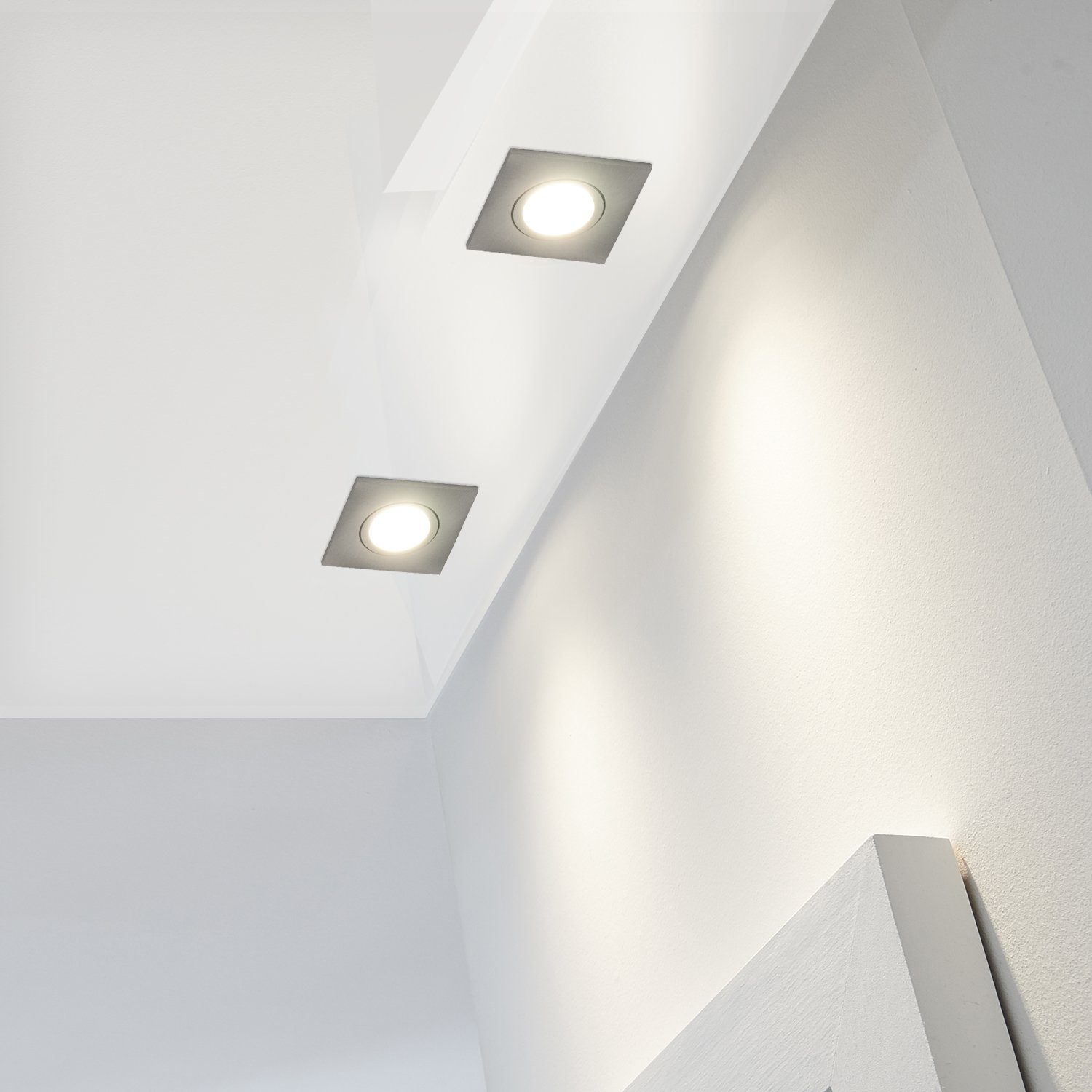 LEDANDO LED / 10er flach edelstahl Einbaustrahler silber gebürste Set LED extra in Einbaustrahler