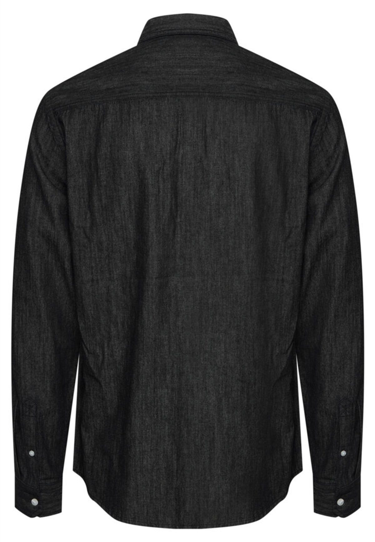 Blend Langarmhemd Meliertes Baumwolle in Langarm Jeans 4237 BHANTES Hemd Schwarz aus