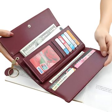 S&T Design Brieftasche Damen Portemonnaie Leder Groß (Frauen Clutch, RFID Schutz Blocking, große Kapazität Lang), Reissverschluss Portmonee Rechteckig Geldbörse Brieftasche