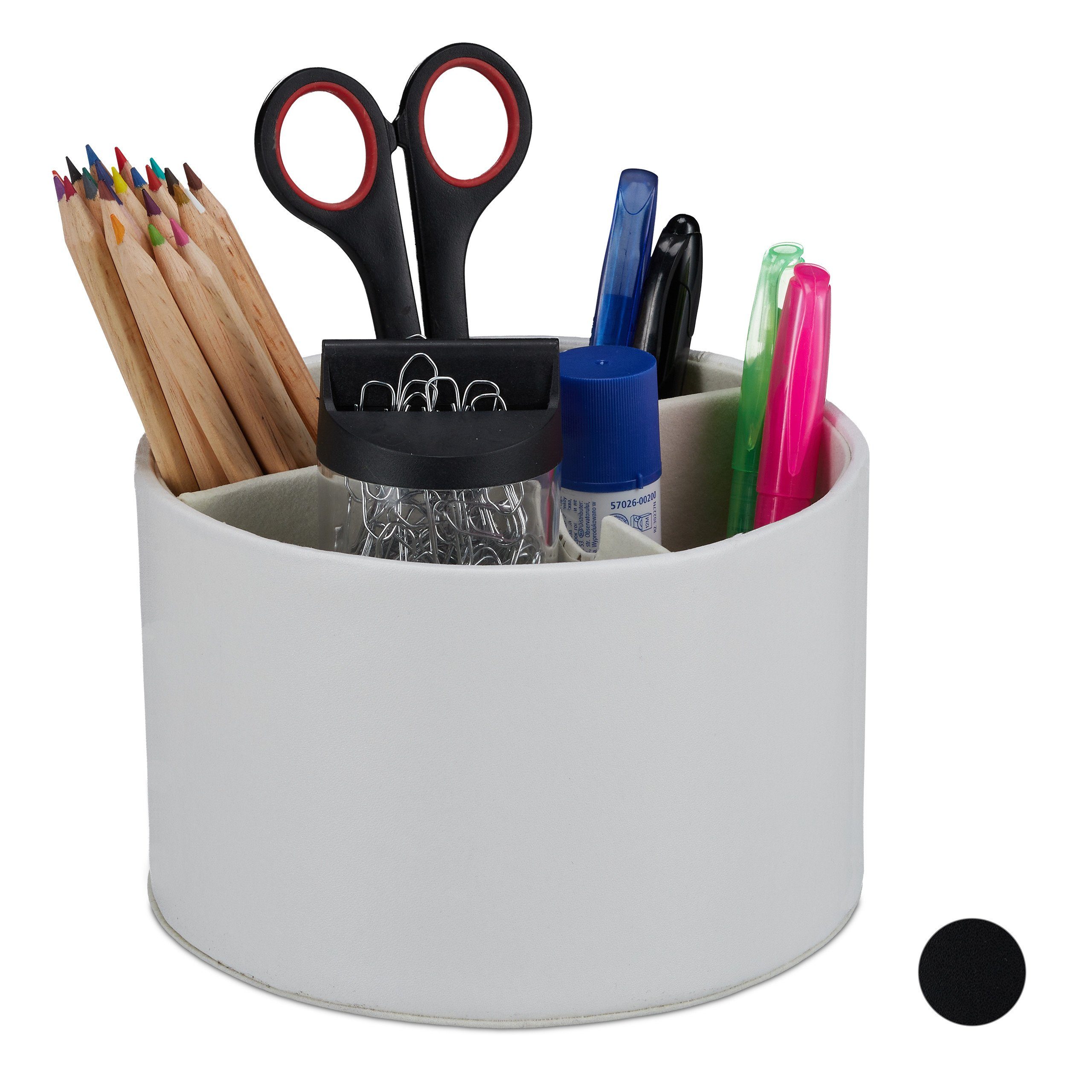 relaxdays Organizer Владелец ручки rund Lederoptik, weiß