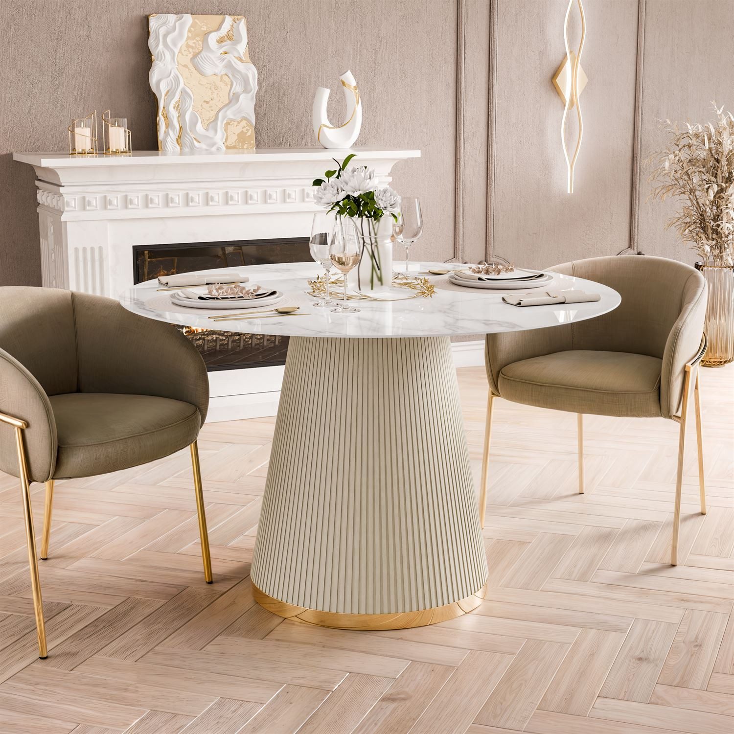 Lookway Esstisch ELVORIA mit Marmorplatte, nicht ausziehbarer Tisch (1x Tis günstig online kaufen