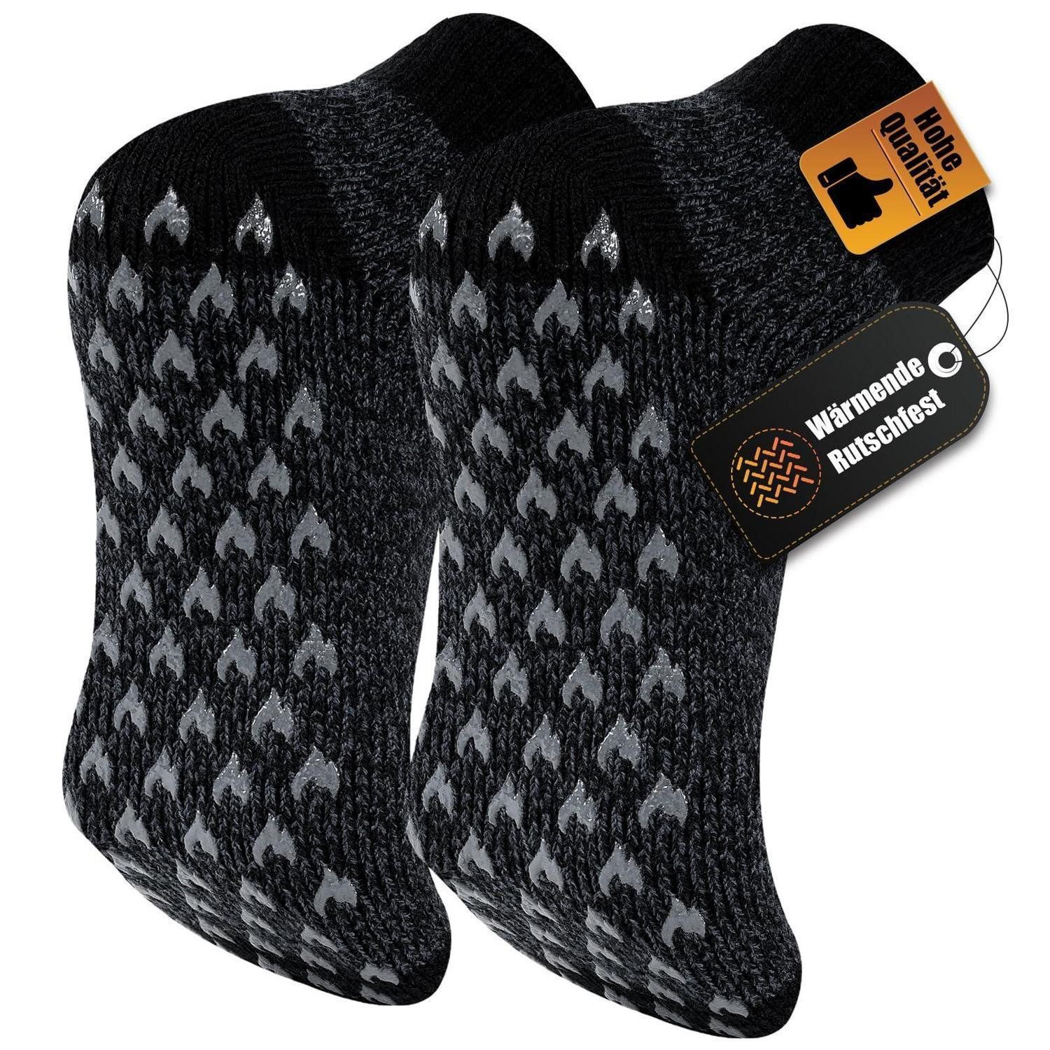 LuxusKollektion Kuschelsocken Haussocken Herren dick warm mit Stopper Grau 39-50