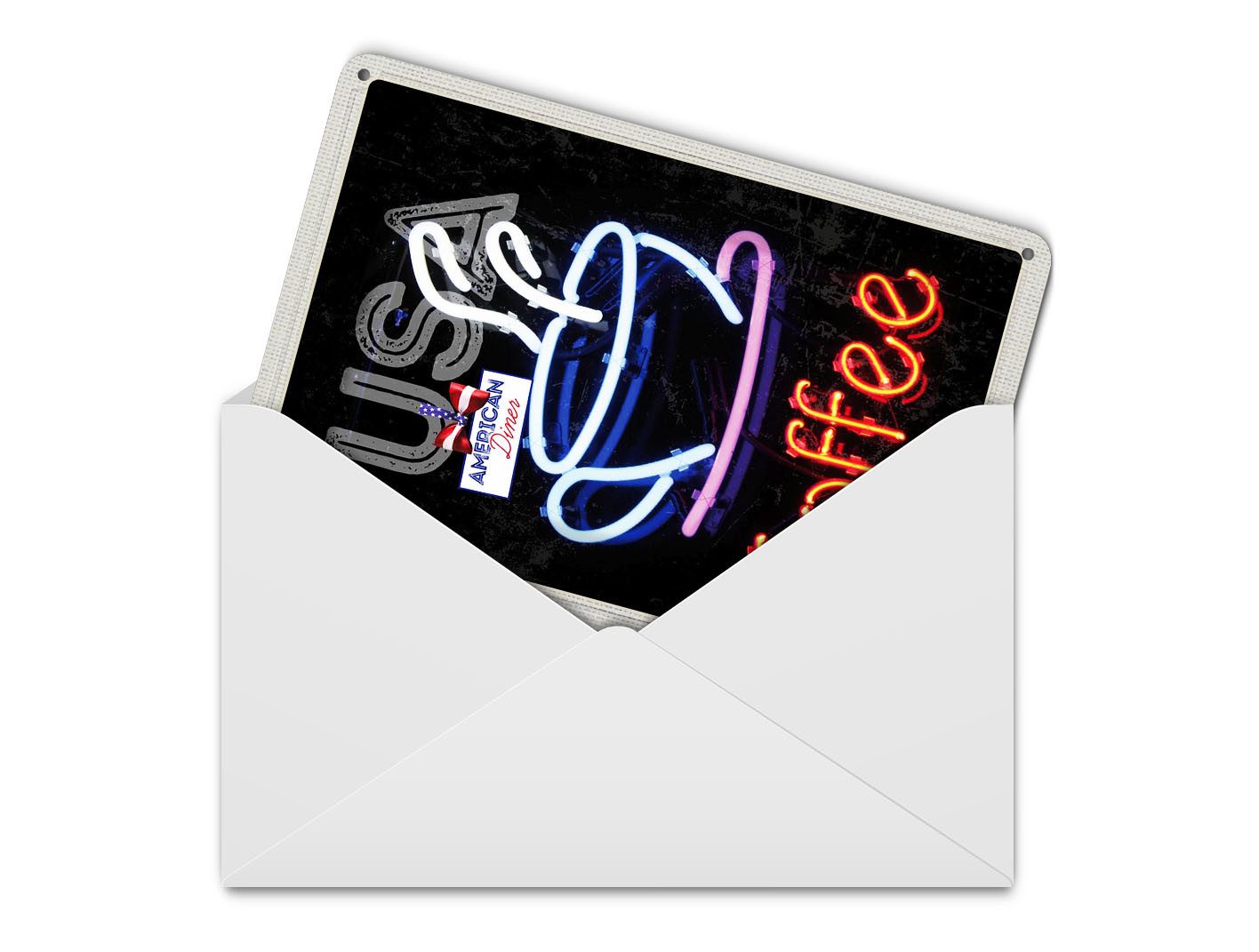 Femer GmbH Postkarte Reise 10x14 cm USA Amerika Kaffee Tee Kuchen Urlaub, unfrankiert