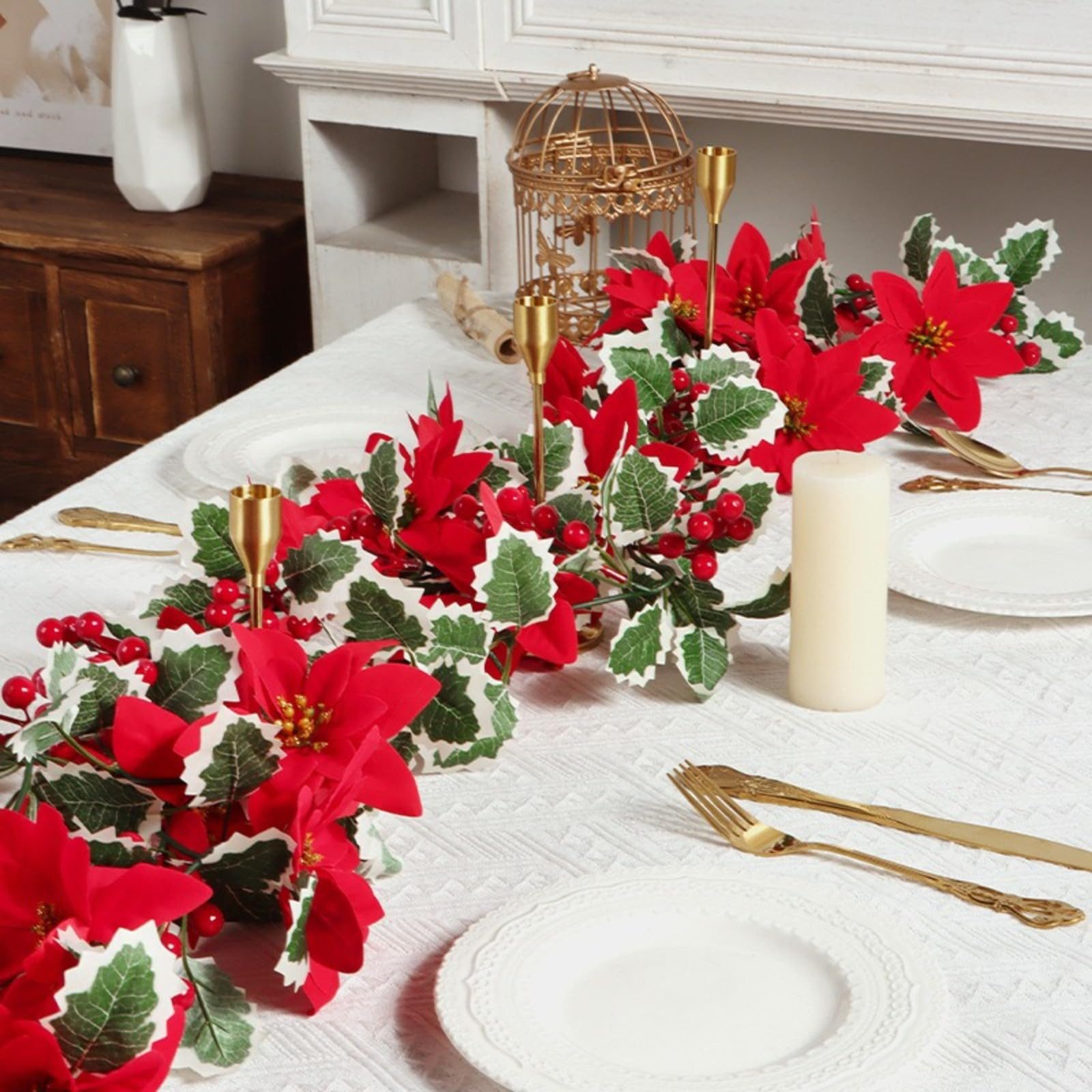 Kunstranke Weihnachtsgirlande Weihnachtsranke rote Fruchtrebe Simulation günstig online kaufen