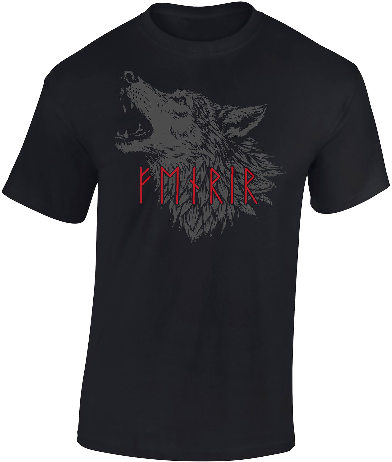 Print-Shirt Wikinger T-Shirt: "Fenrir" - Fenriswolf, Viking Shirt Männer