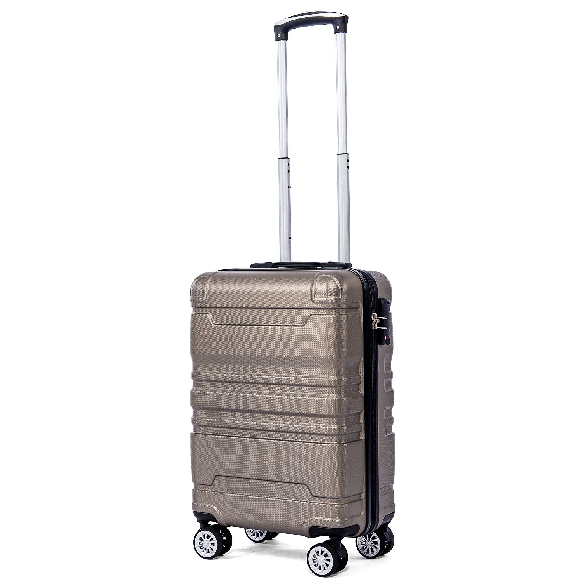 M-35x21x55cm Reisekoffer Rollen, Hartschalen Flieks 4 gold mit Trolley Trolley TSA-Schloss,