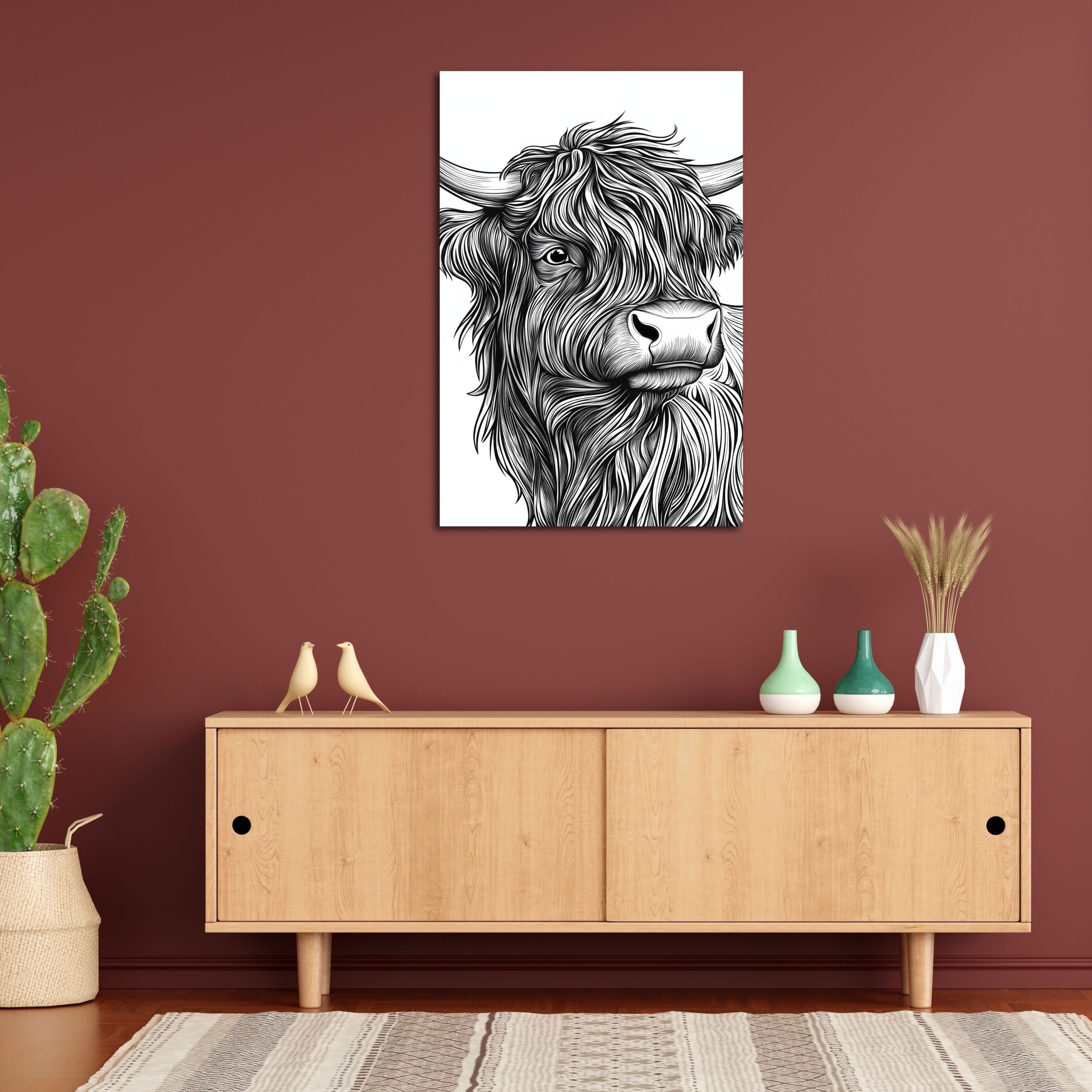 DARO Design Leinwandbild Modern Abstrakt Wandbilder XXL Wandbild Wand Deko Leinwand Bilder, (schwarz/weißes Rind - Bild groß Wohnzimmer Schlafzimmer Küche Esszimmer Einteilig Querformat Fotodruck Leinwände Wanddeko Abstrakte Kunst Boho), 84x56cm
