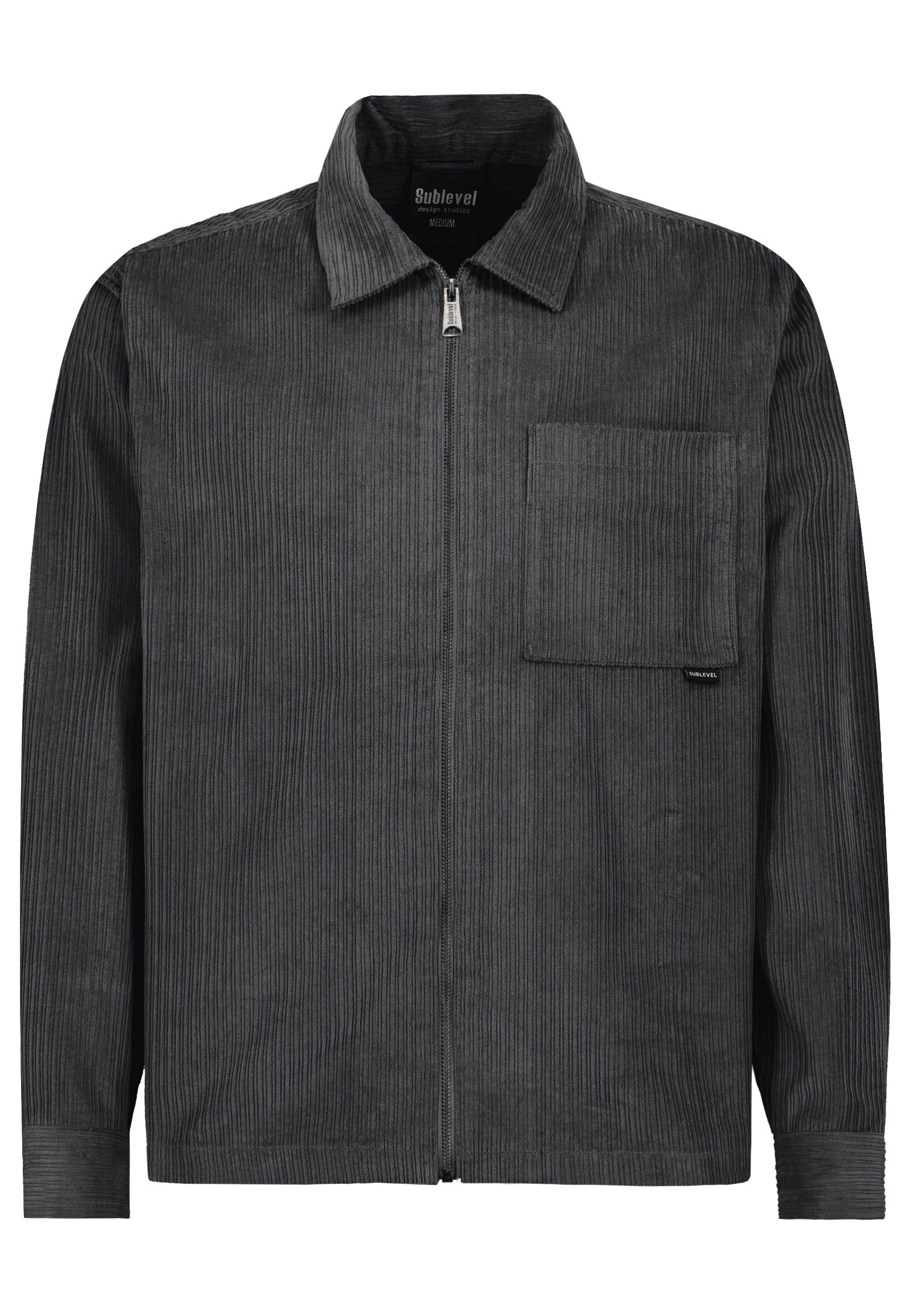 SUBLEVEL Blouson Cordstruktur Umlegekragen Rückenpasse für Herren (1-St) Frontzipper, Rückenpasse, Überschnittene Schulterpartie