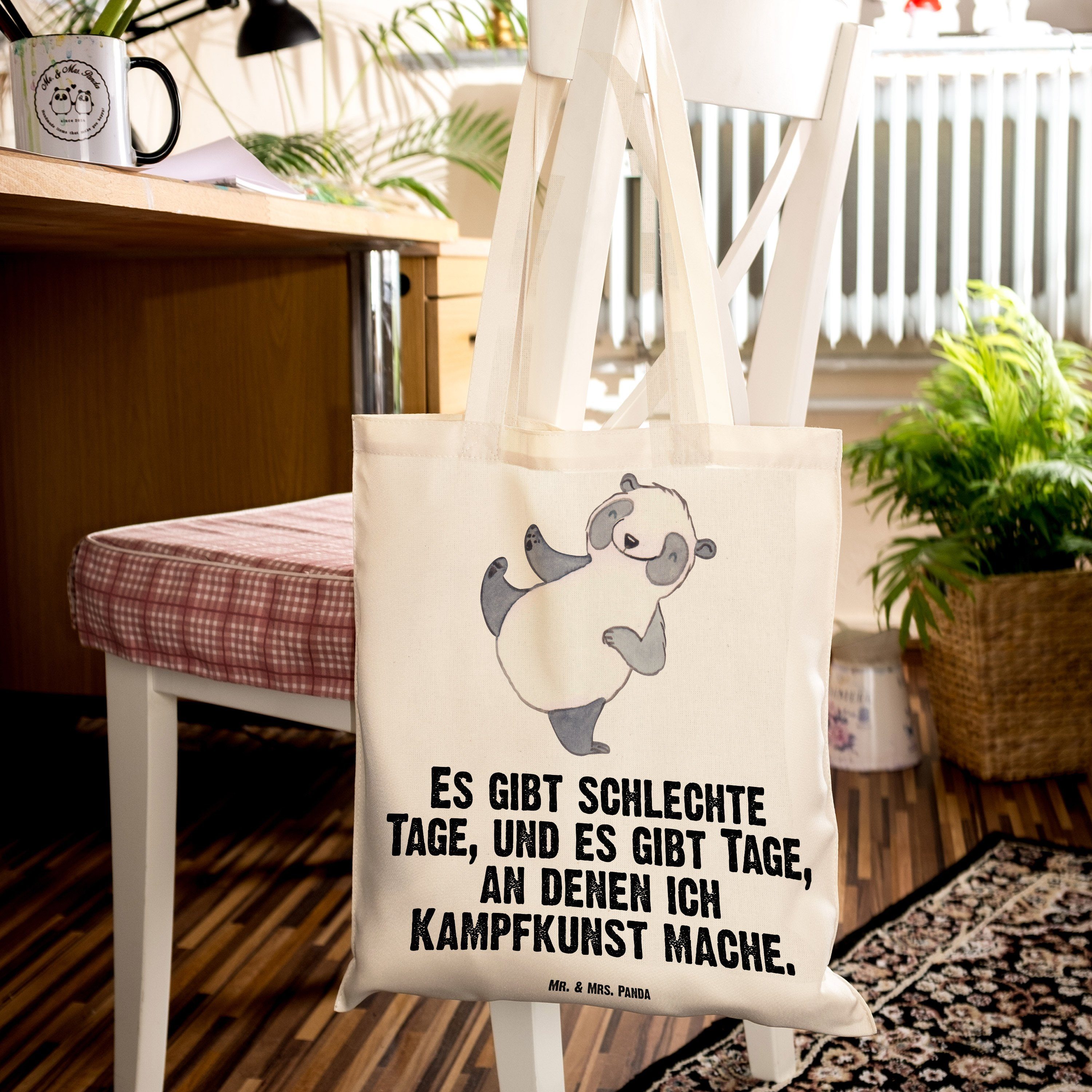 Beutel, Mrs. Panda Mr. Geschenk, Selbst - - Tragetasche Panda Kampfkunst (1-tlg) & Transparent Hobby, Tage