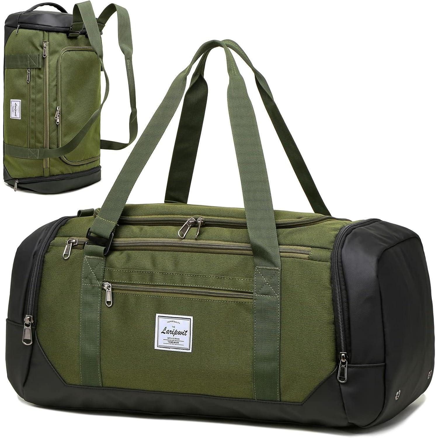 LuxusKollektion Weekender Reisetasche 40L Weekender Sporttasche Schuhfach Herren Grün