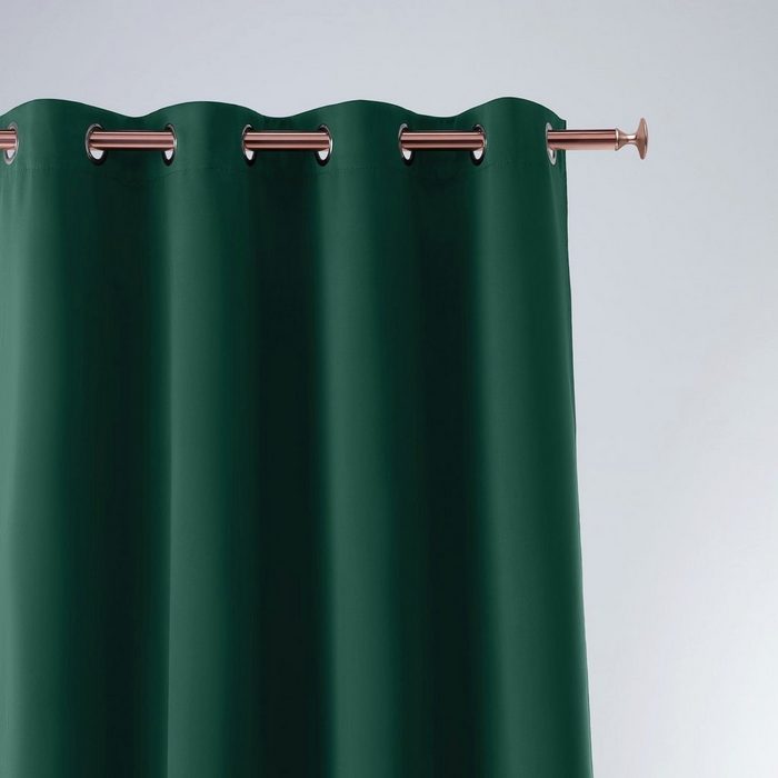 Vorhang Vorhang AURA Ösen Bottle Green 140x250cm (2 Stück) ROOM99 Ösen Elegant Silber Ösen