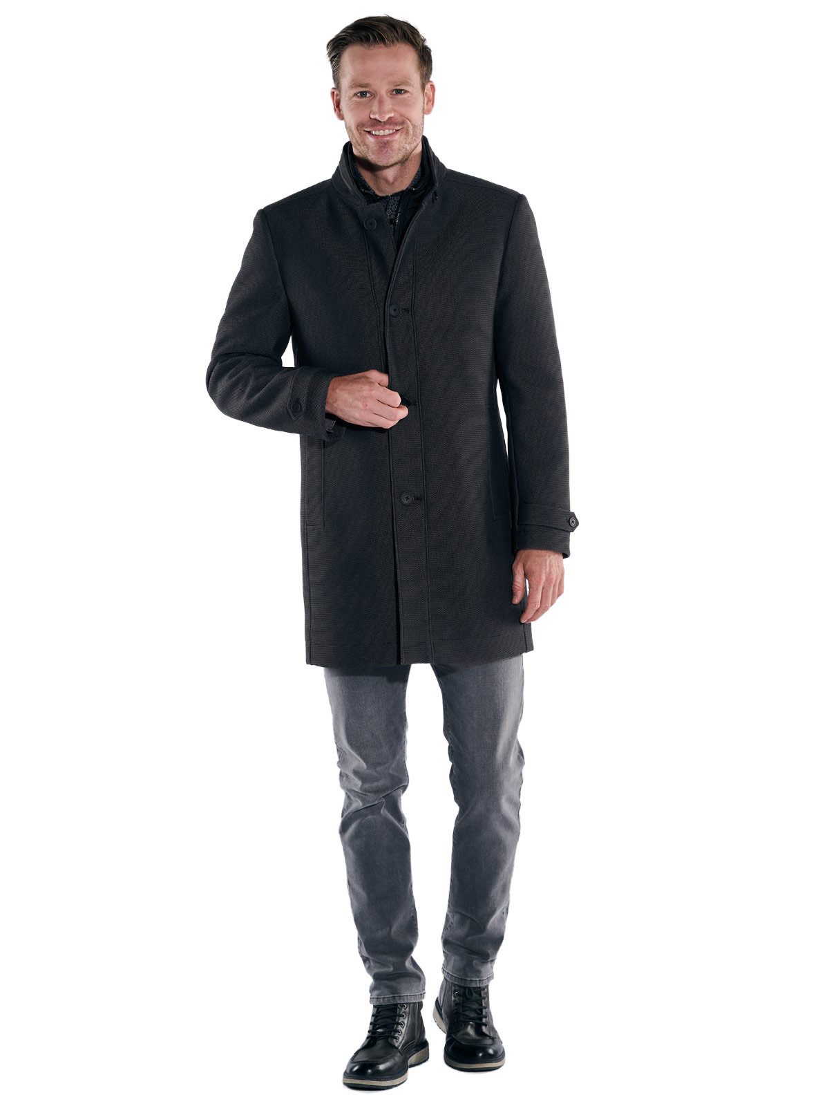 Engbers Kurzmantel Herren Mantel mit heraustrennbarem Inlet, Anthrazit