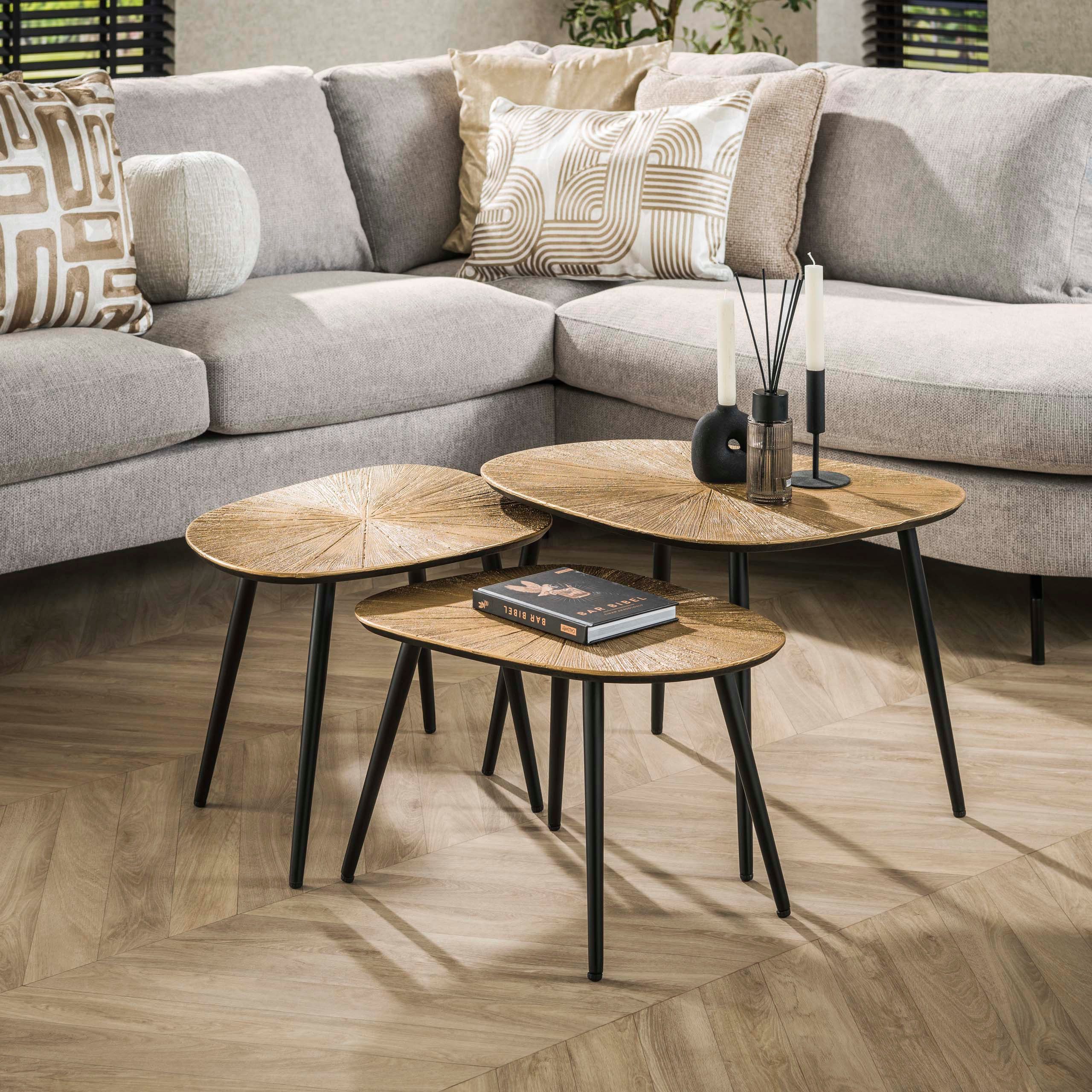Sitheim-Europe Couchtisch Couchtisch Ray viereckig Set aus 3 Antikgold (1-St., 3er Set)