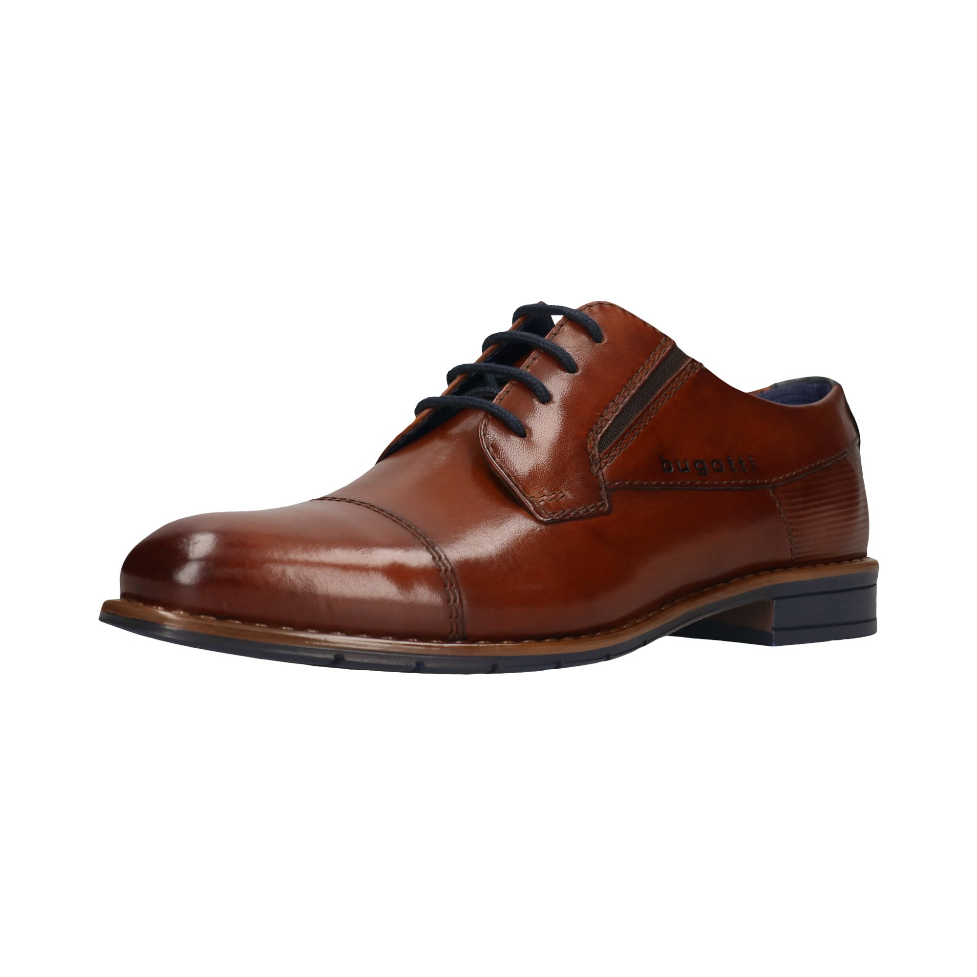 bugatti Schnürschuh, Blockabsatz, Abendschuh, Businessschuh mit Logoprägung