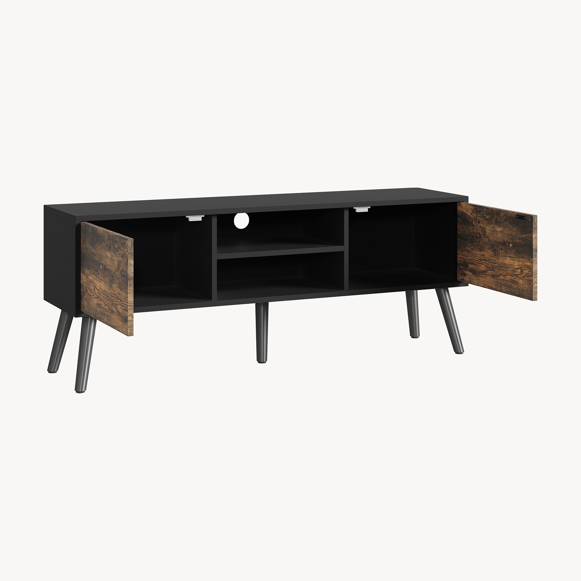 en.casa Lowboard, »Eskilstuna« Fernsehtisch 120x29,5x46,5cm Schwarz / Dunkler Holzton