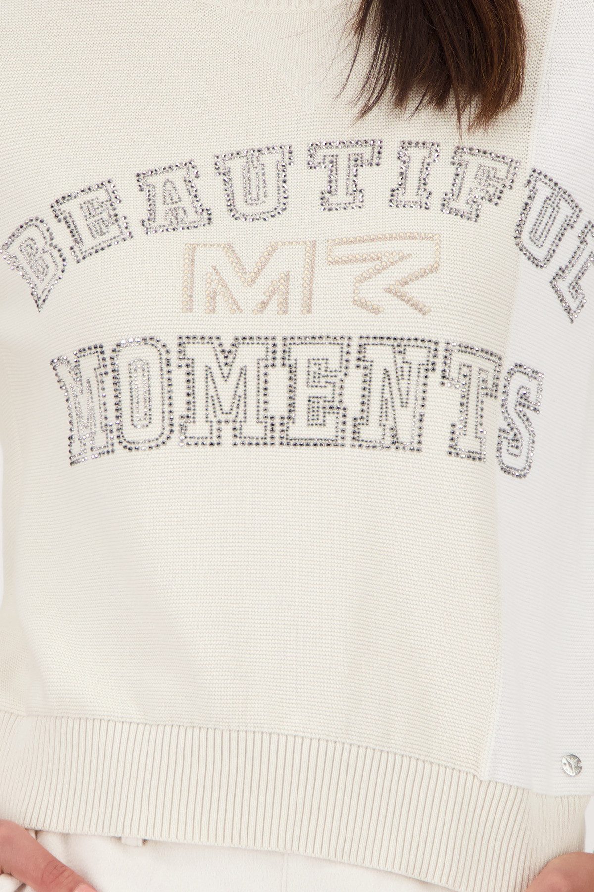 Monari Strickpullover Pullover Colorblock + Schmuck Mit Rundhalsausschnitt