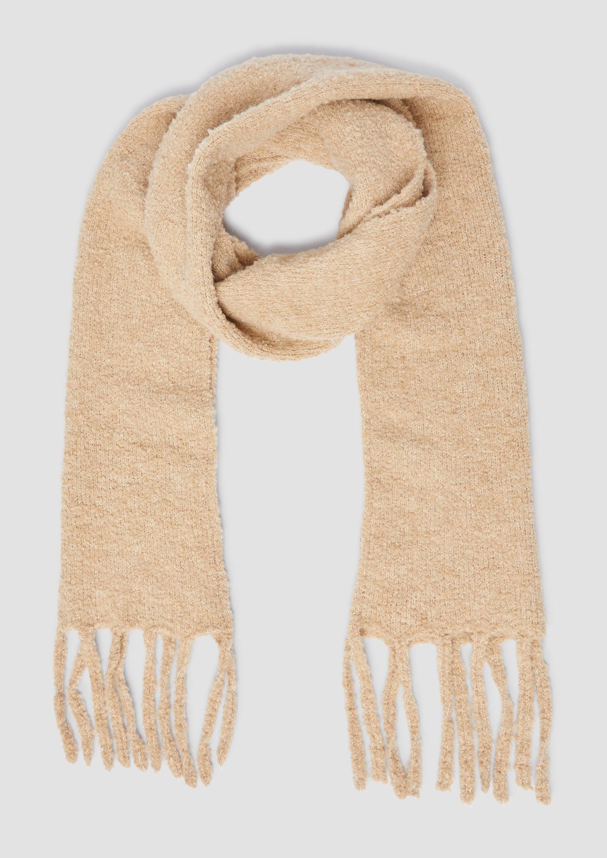 s.Oliver Schal Tuch, Schal in Bouclé-Optik mit Fransen günstig online kaufen