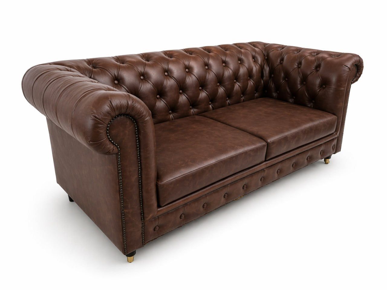 Xlmoebel Chesterfield-Sofa Elegantes Vintage Leder 3-Sitzer Luxus Komfort Design Sofa Sofort, Made in Europa
