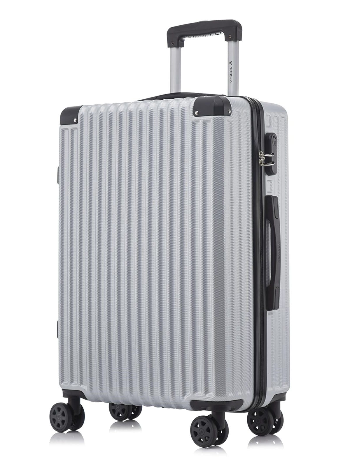 YONSLY Koffer Hartschalen-Reisekoffer Trolley Handgepäck, 4 Rollen, ABS-Hartschale, Zahlenschloss, weicher Gummigriff
