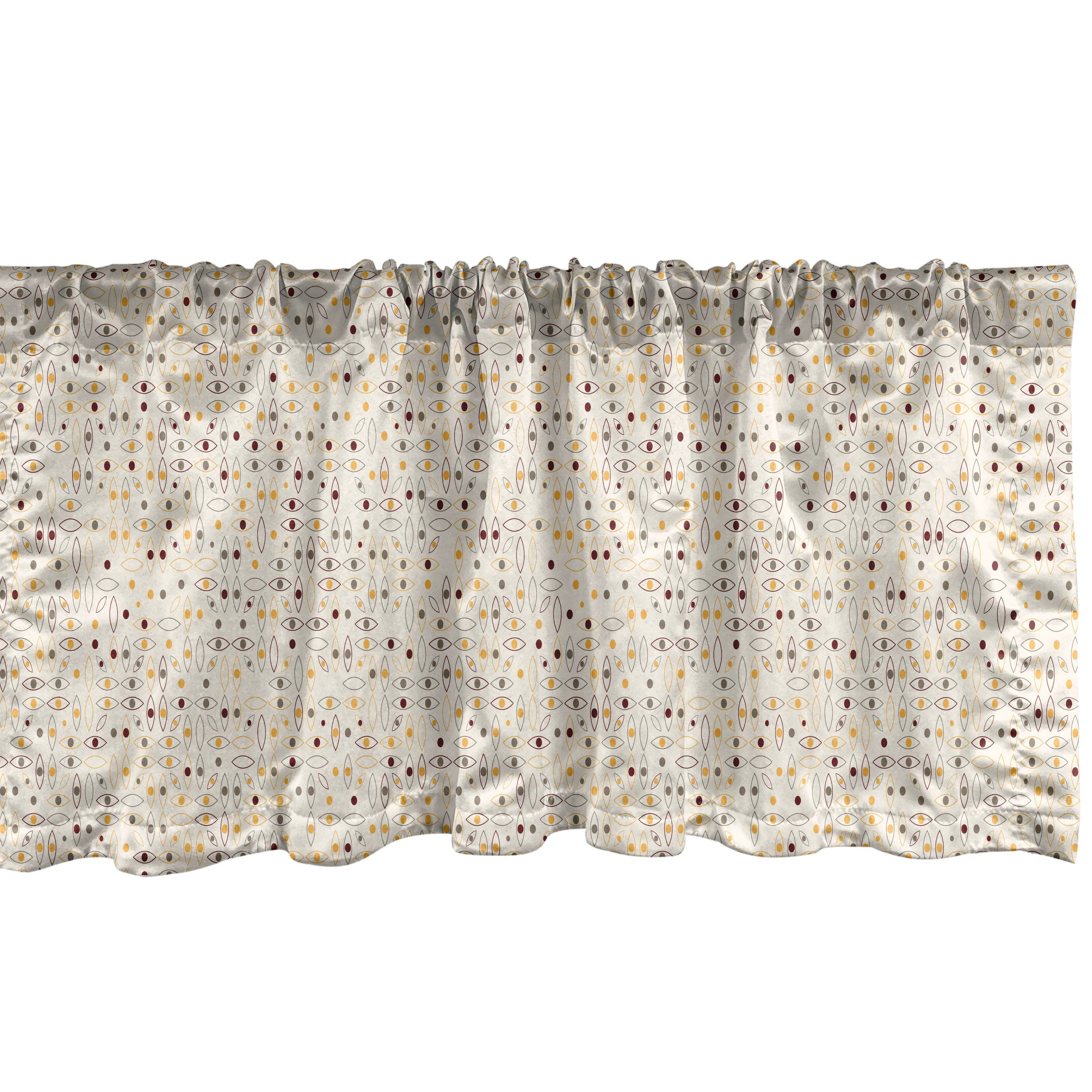 Scheibengardine Vorhang Volant für Küche Schlafzimmer Dekor mit Stangentasche, Abakuhaus, Microfaser, Abstrakt Geometrische Augen Tupfen