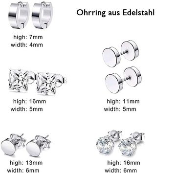 zggzerg Ohrstecker-Set Zggzerg 12 paar Edelstahl Ohrringe für Herren Damen Ohrringe Set (12-tlg)